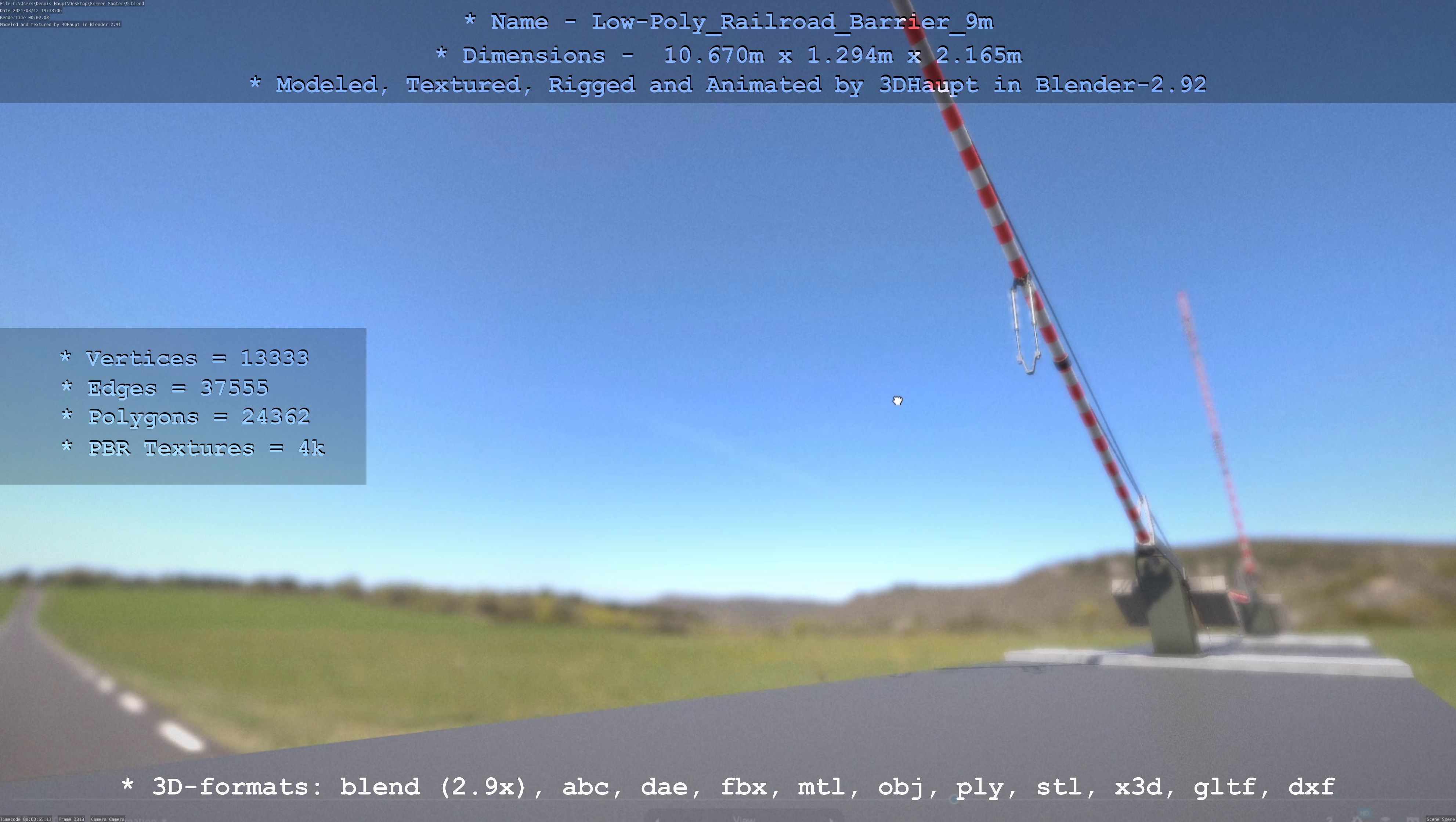 Low-Poly Railroad Barrier 9m Low-poly 3D model_71