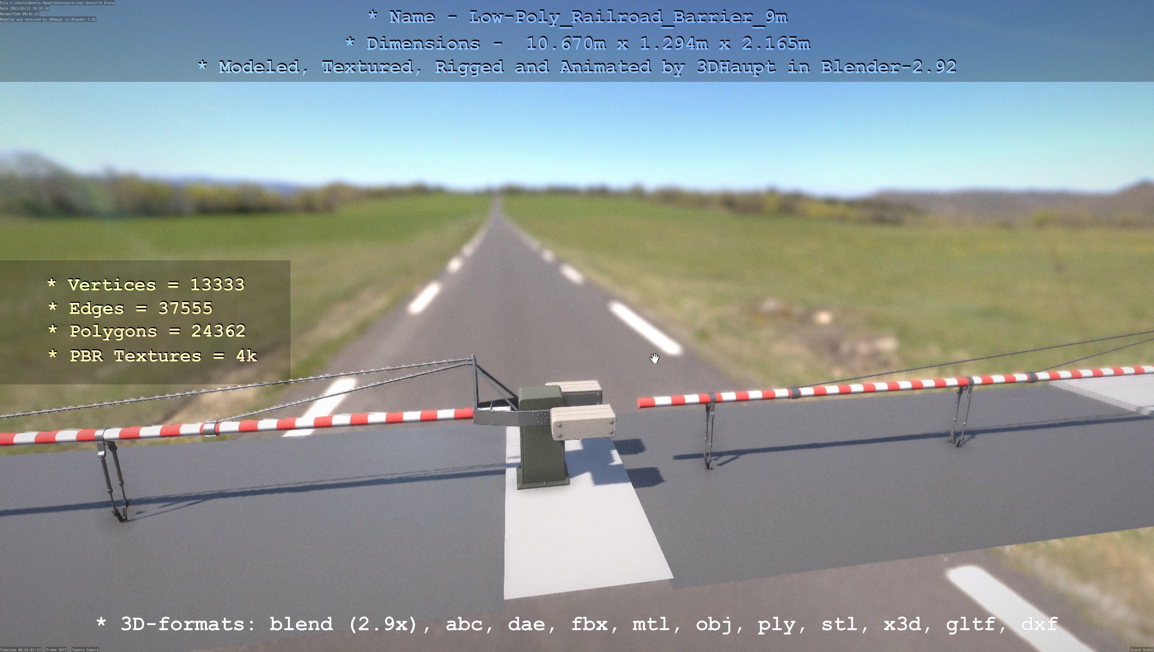 Low-Poly Railroad Barrier 9m Low-poly 3D model_82