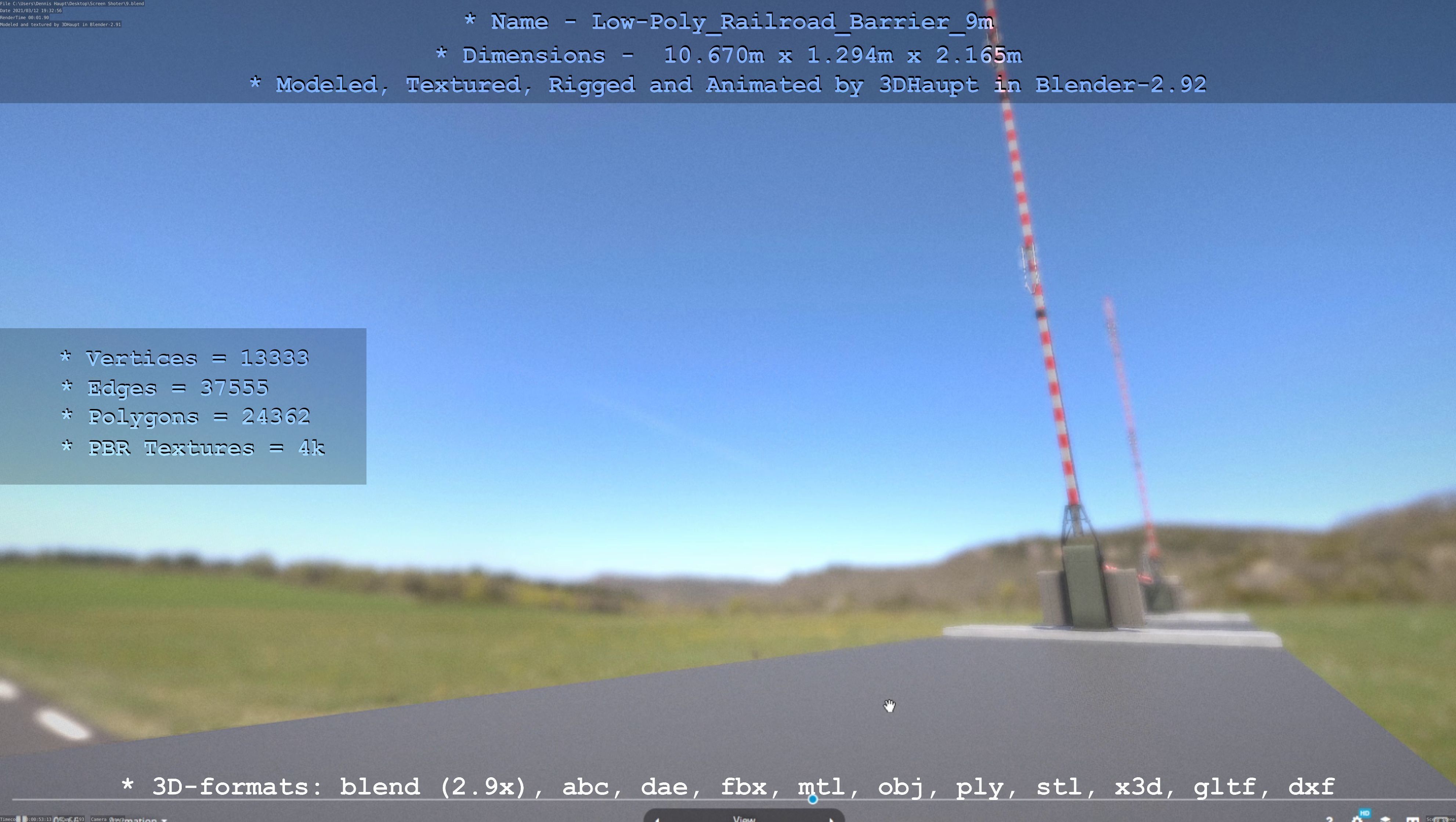 Low-Poly Railroad Barrier 9m Low-poly 3D model_67