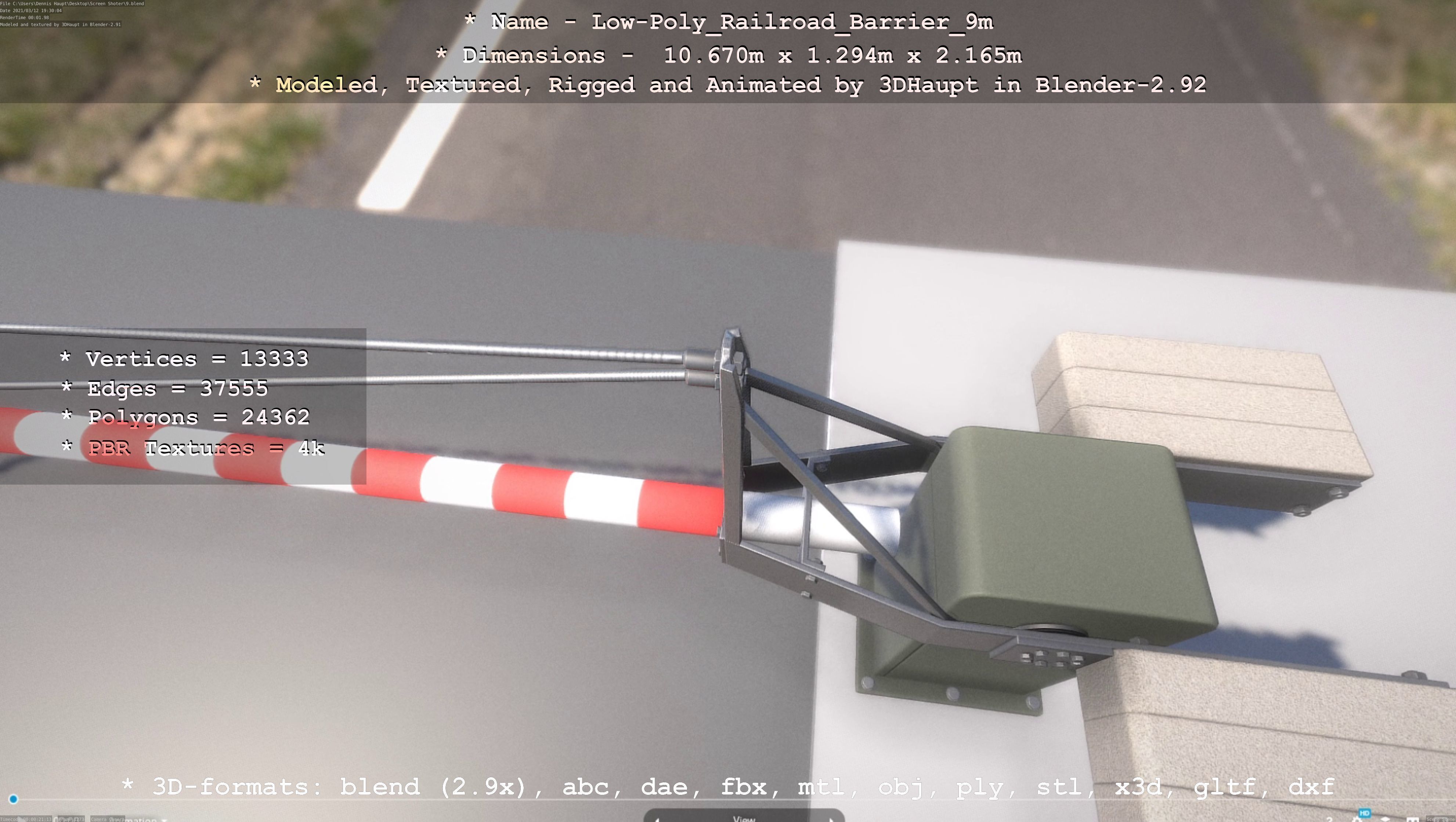 Low-Poly Railroad Barrier 9m Low-poly 3D model_101