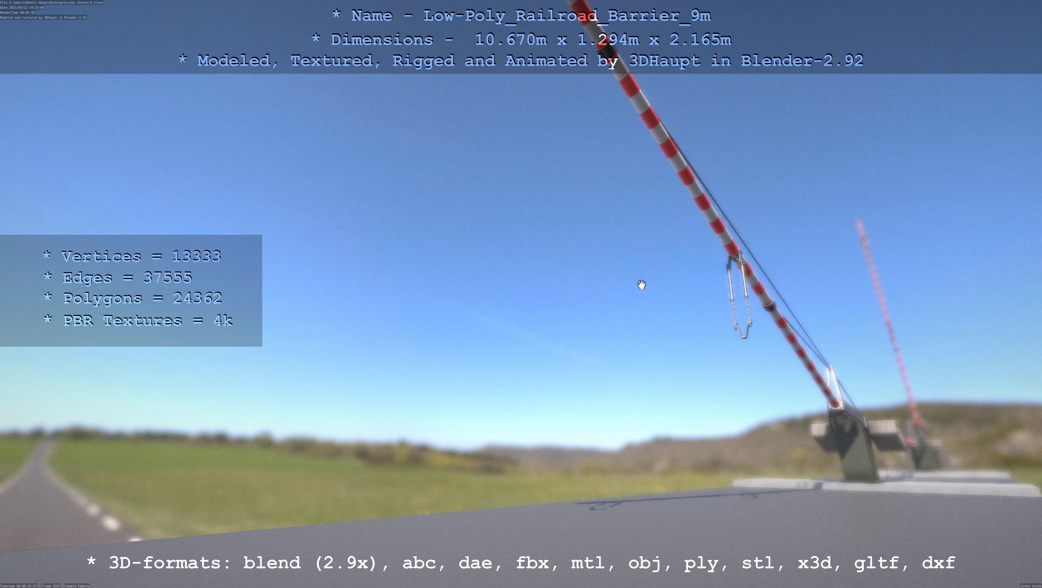 Low-Poly Railroad Barrier 9m Low-poly 3D model_73