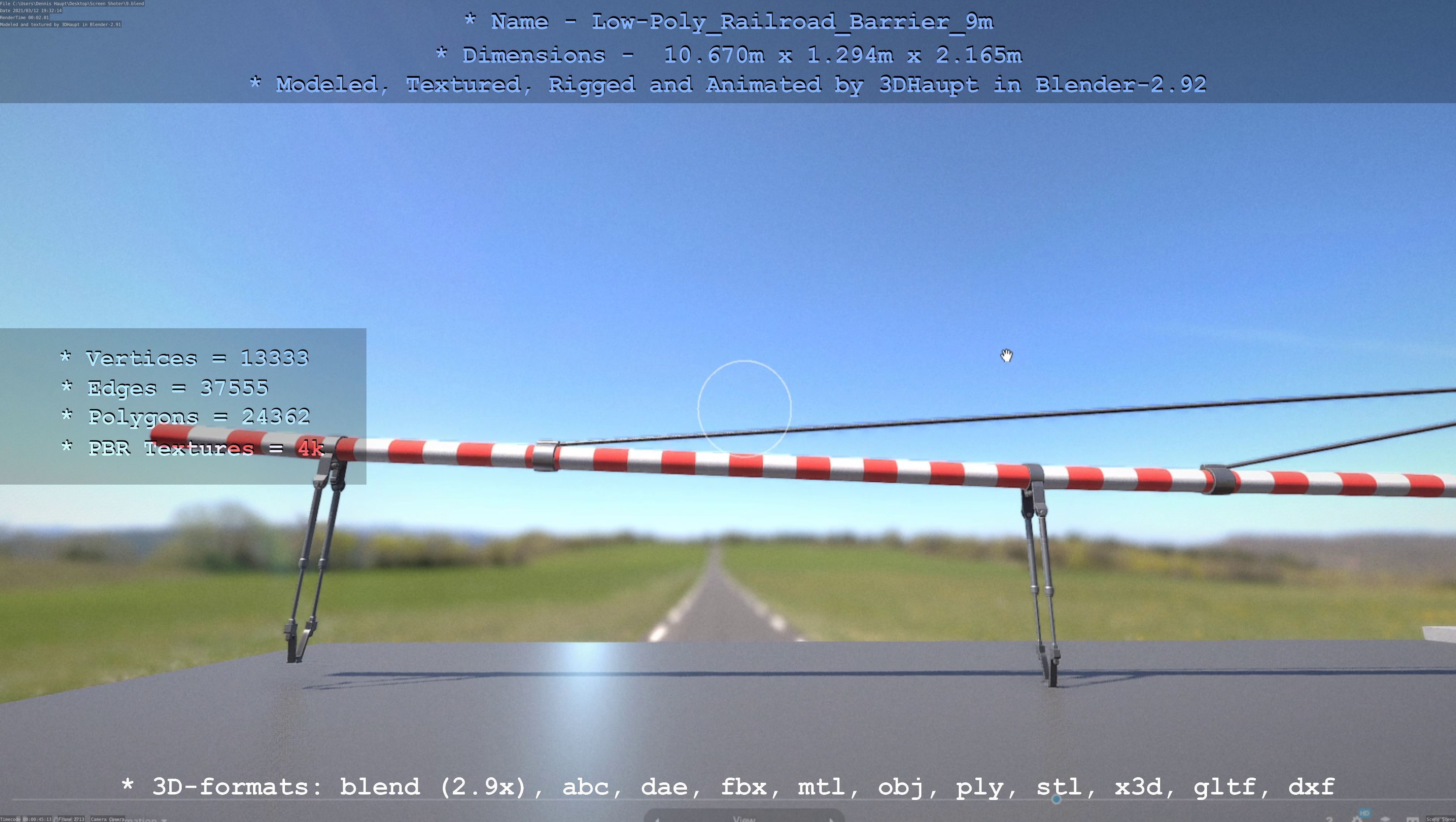 Low-Poly Railroad Barrier 9m Low-poly 3D model_58