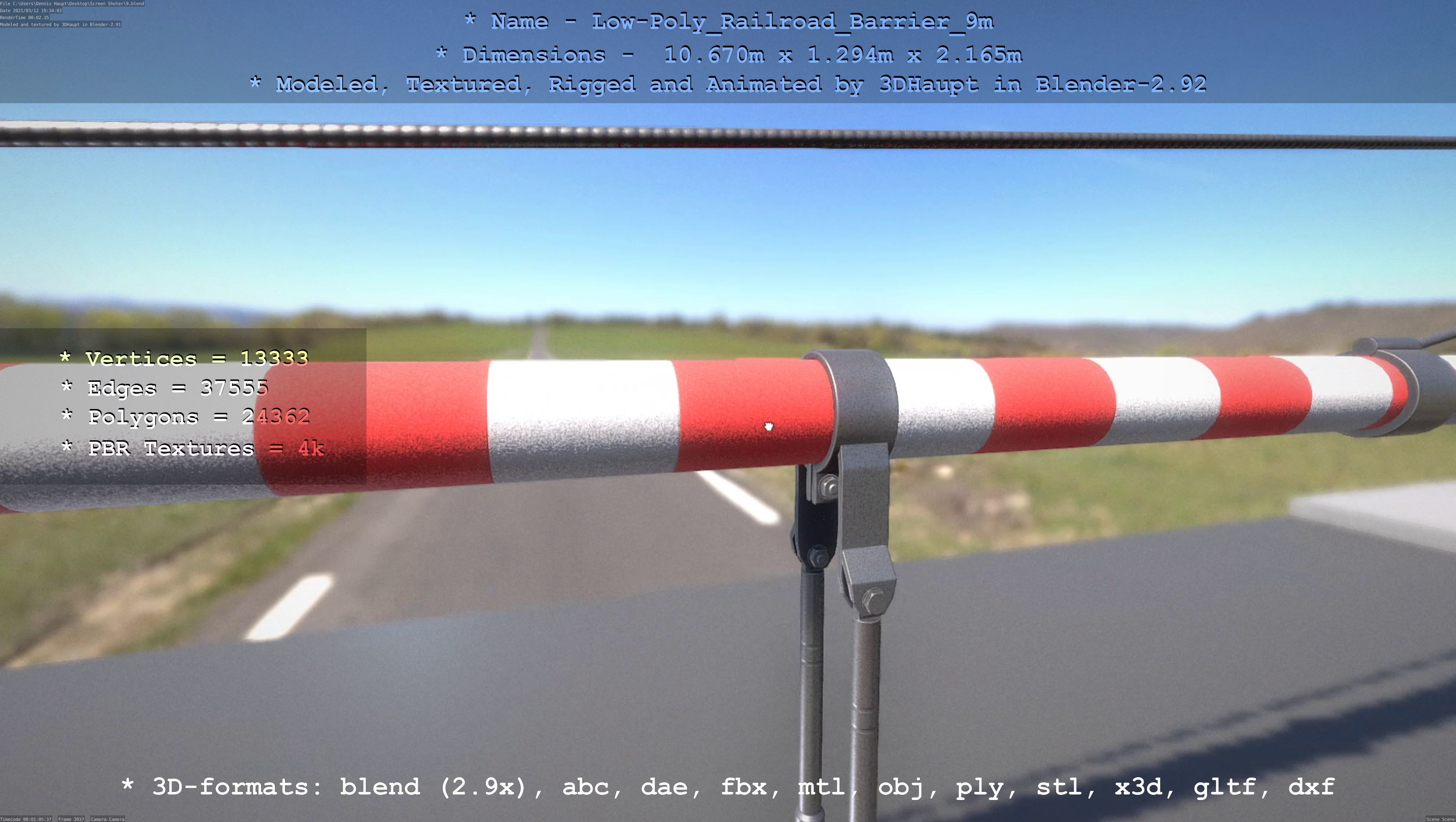 Low-Poly Railroad Barrier 9m Low-poly 3D model_87