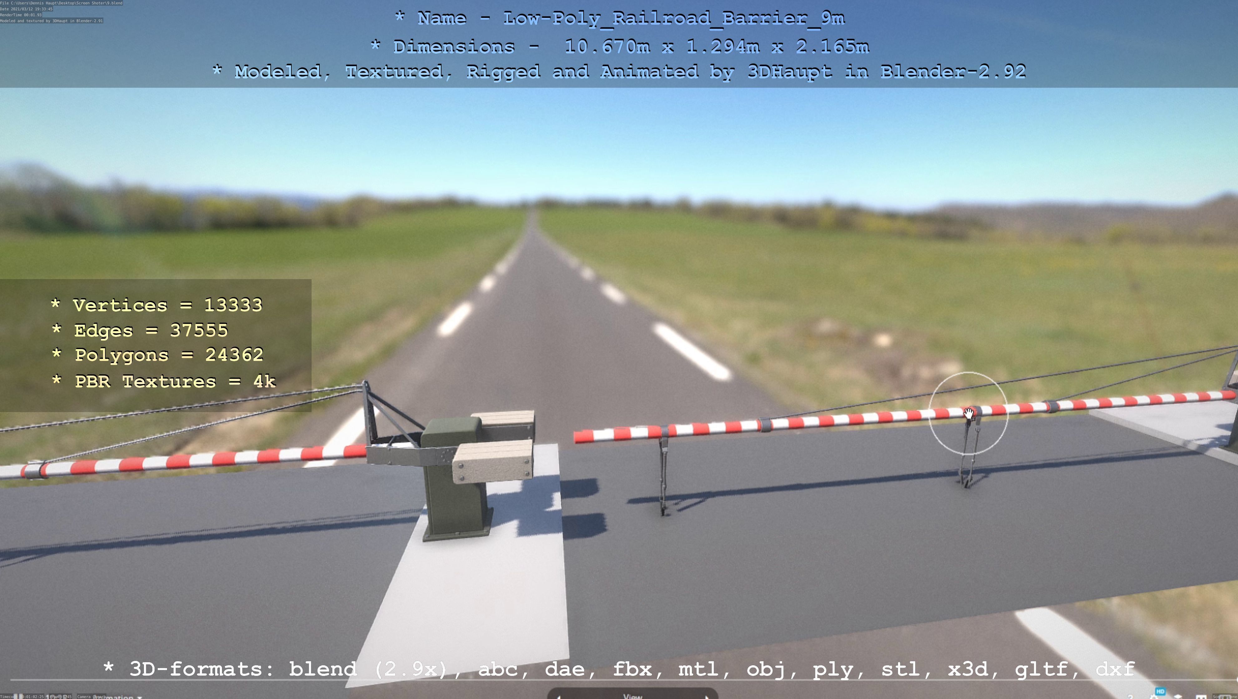 Low-Poly Railroad Barrier 9m Low-poly 3D model_84