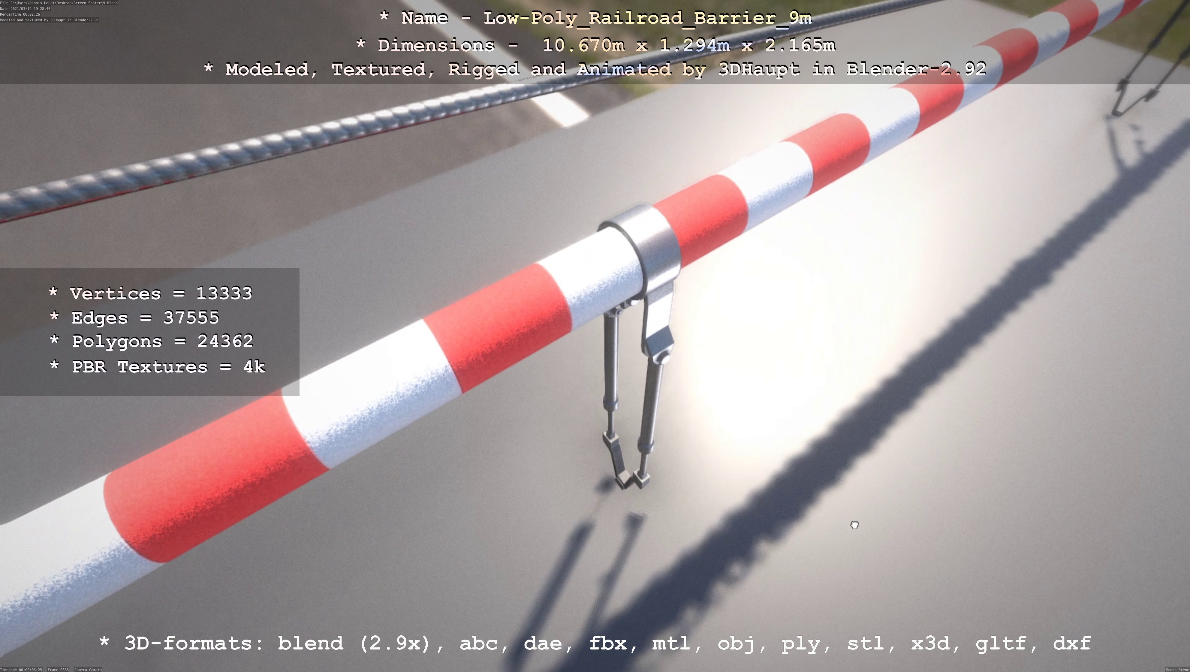 Low-Poly Railroad Barrier 9m Low-poly 3D model_105