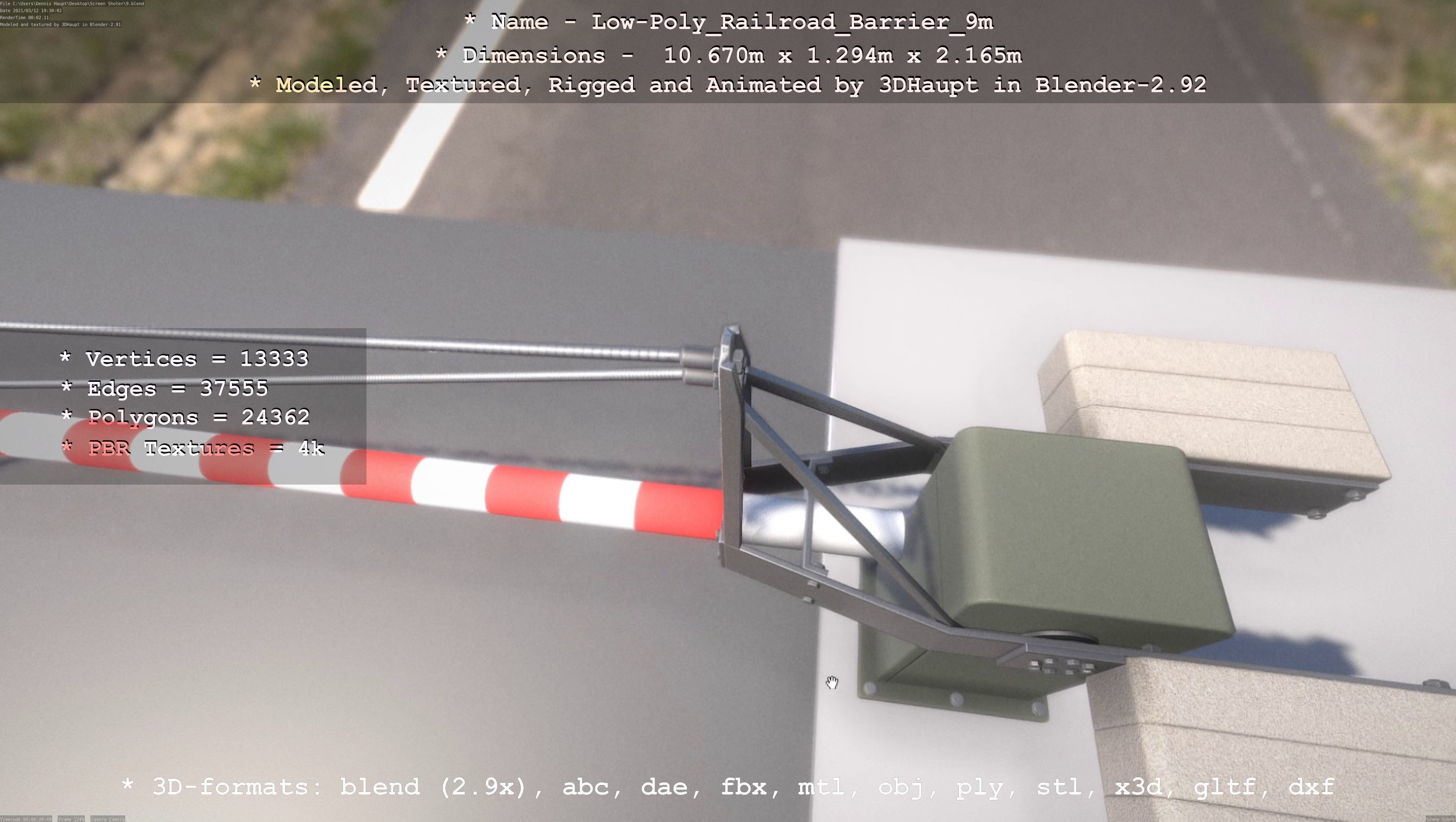 Low-Poly Railroad Barrier 9m Low-poly 3D model_123