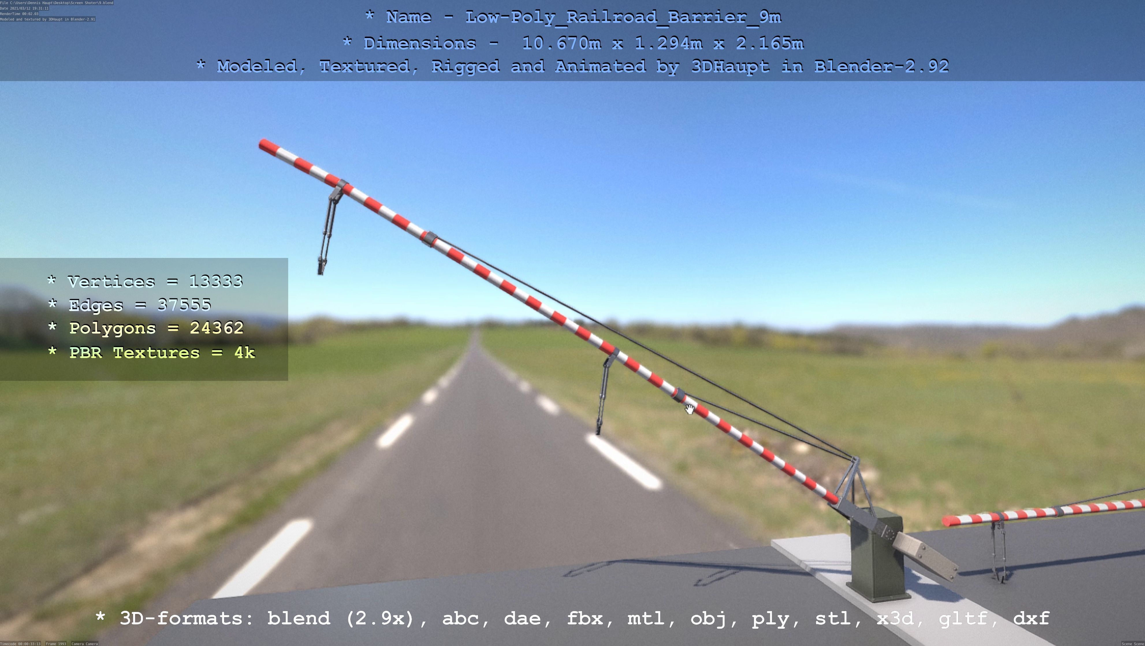 Low-Poly Railroad Barrier 9m Low-poly 3D model_20