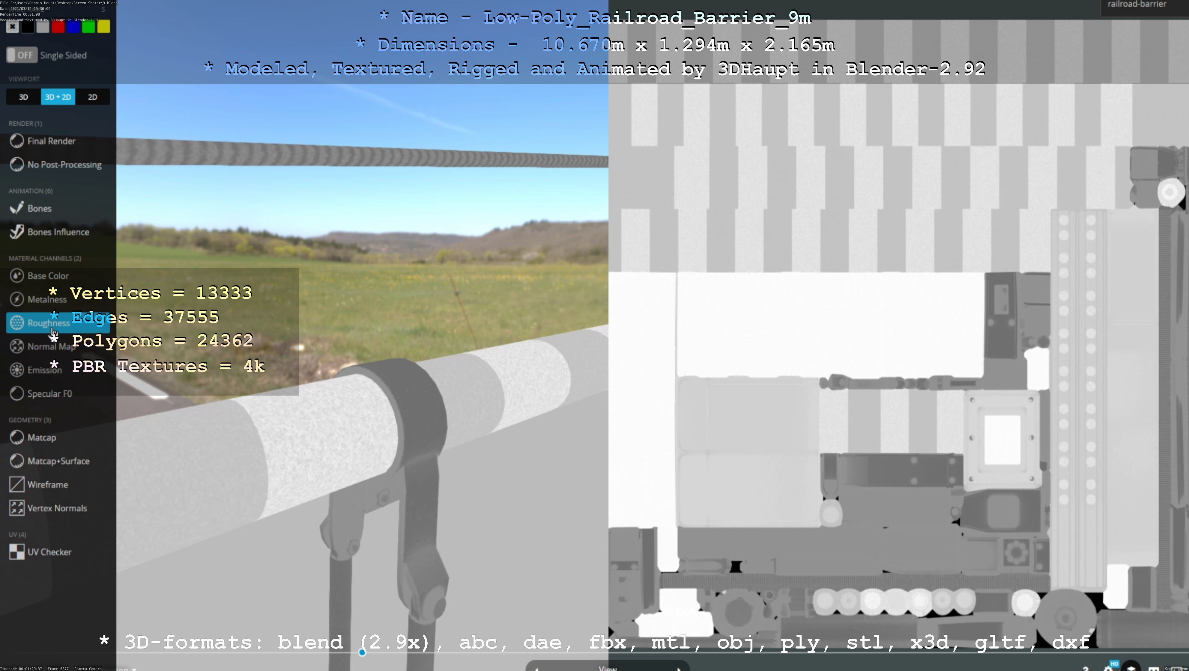 Low-Poly Railroad Barrier 9m Low-poly 3D model_14