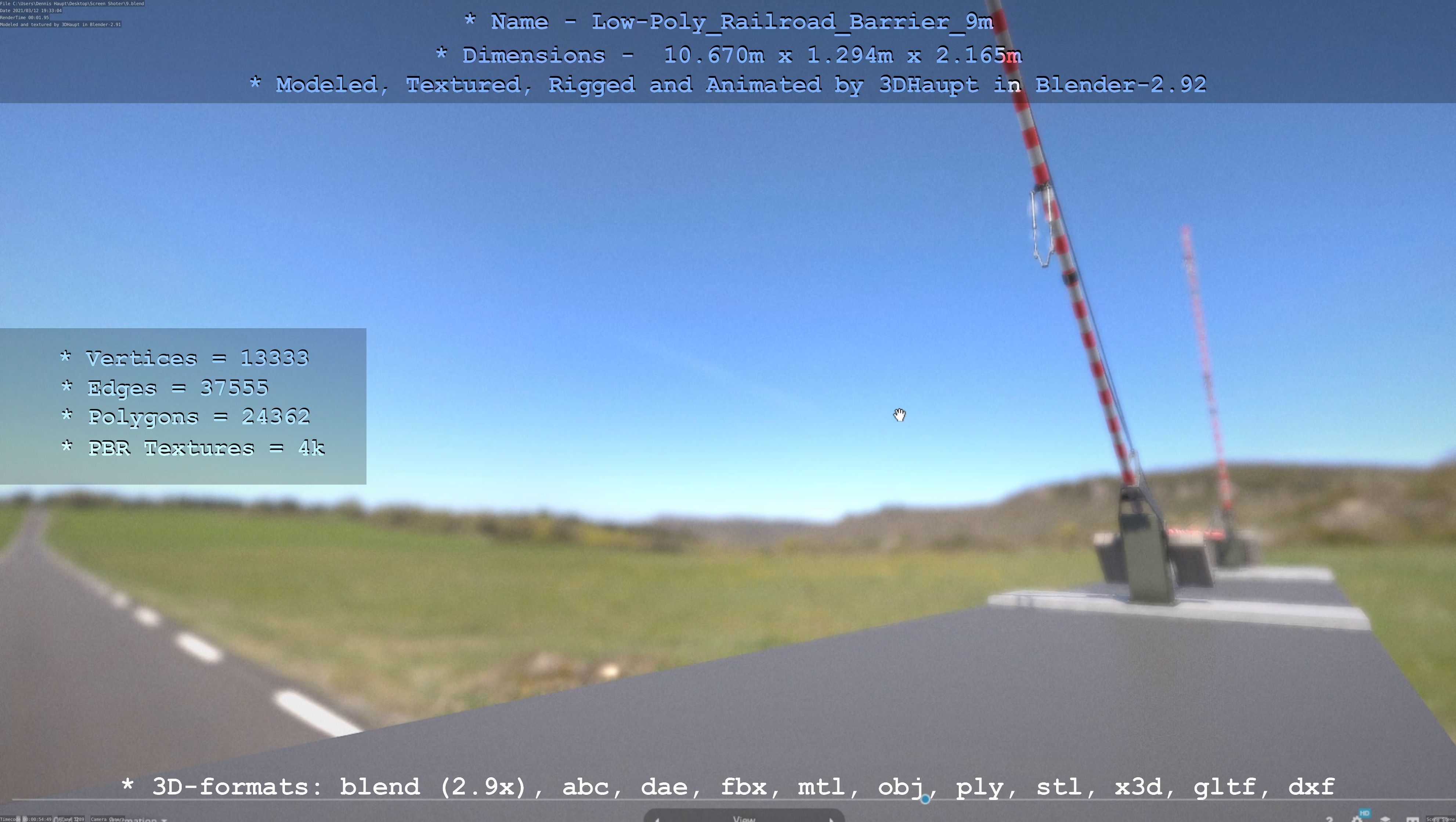 Low-Poly Railroad Barrier 9m Low-poly 3D model_72