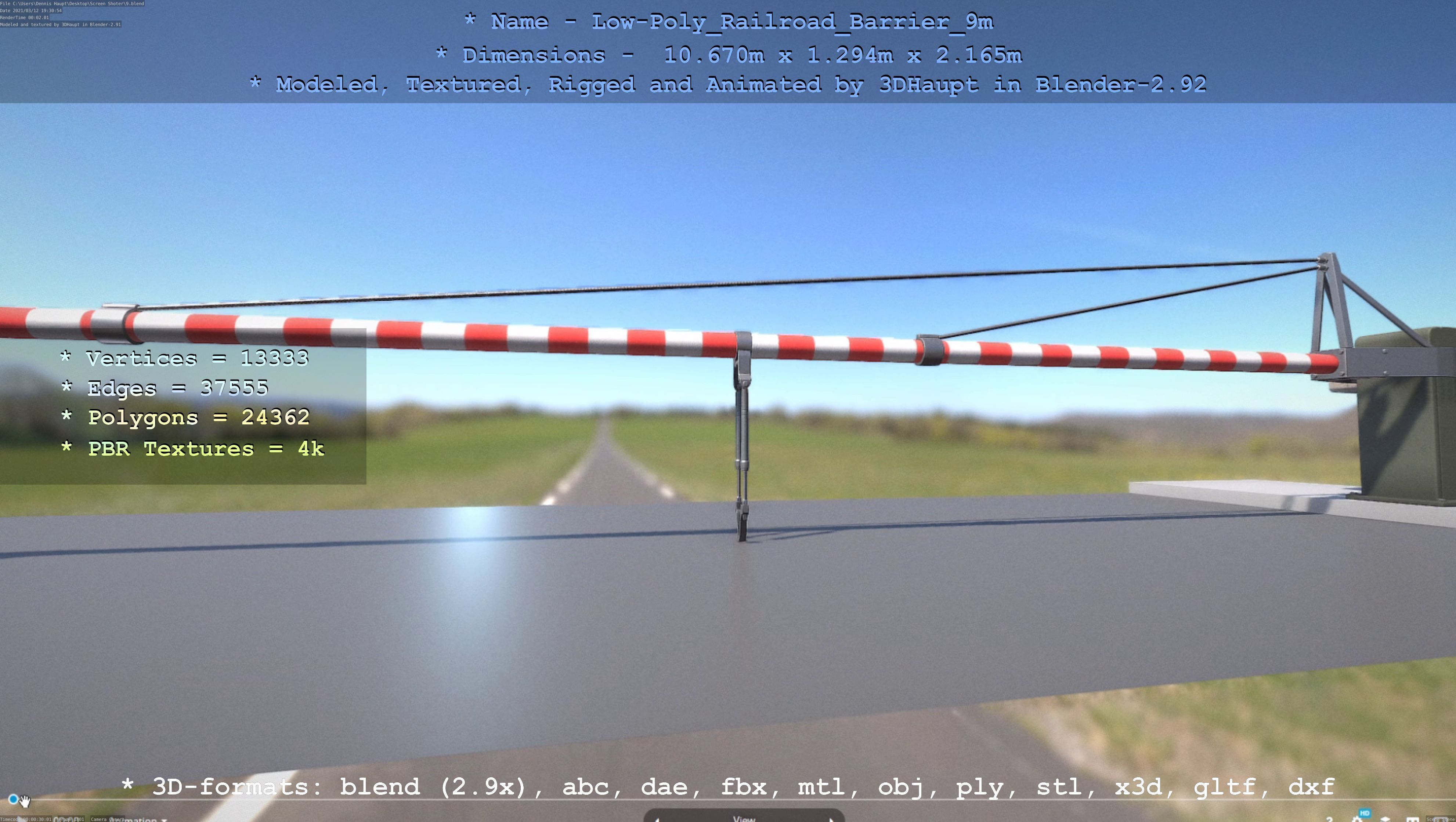 Low-Poly Railroad Barrier 9m Low-poly 3D model_24