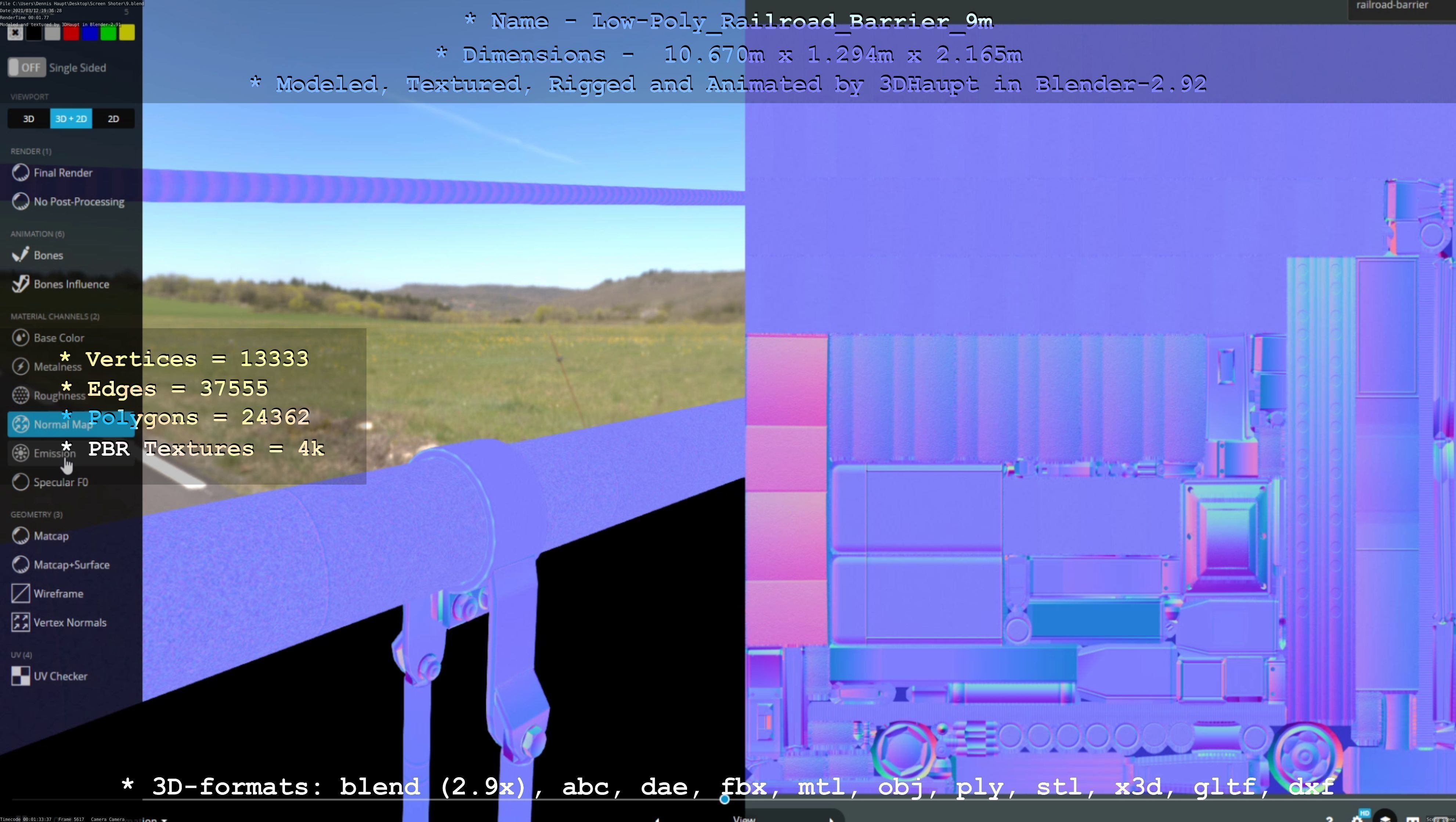 Low-Poly Railroad Barrier 9m Low-poly 3D model_17