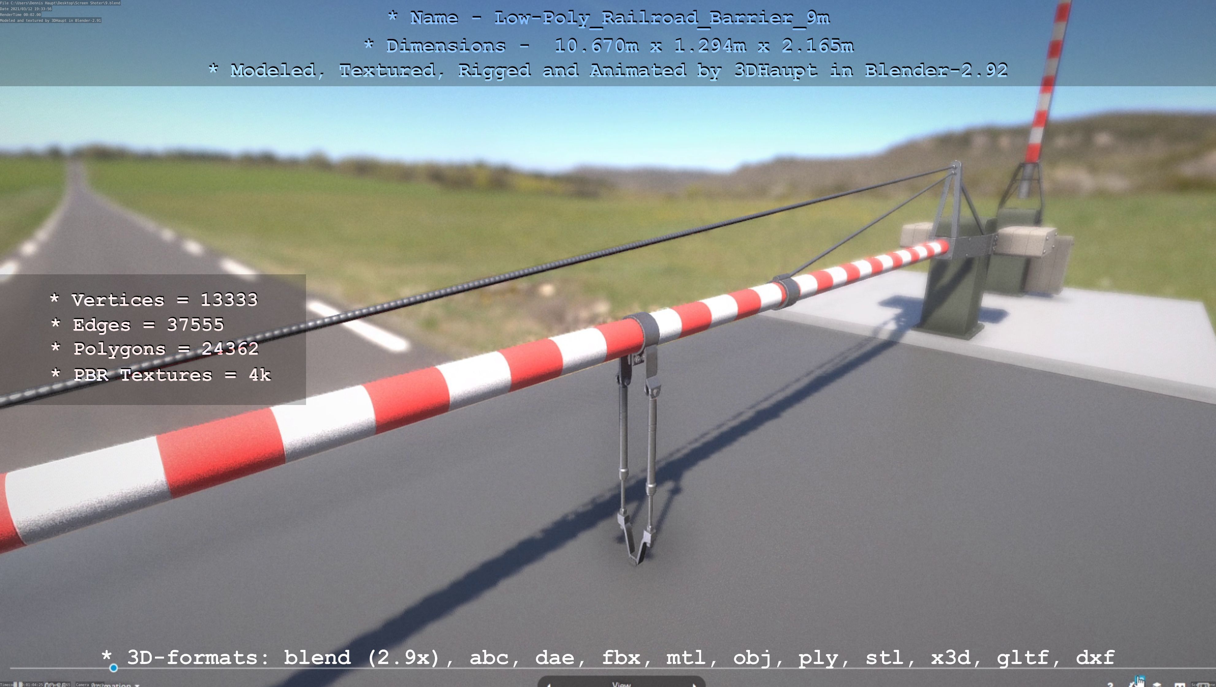 Low-Poly Railroad Barrier 9m Low-poly 3D model_85