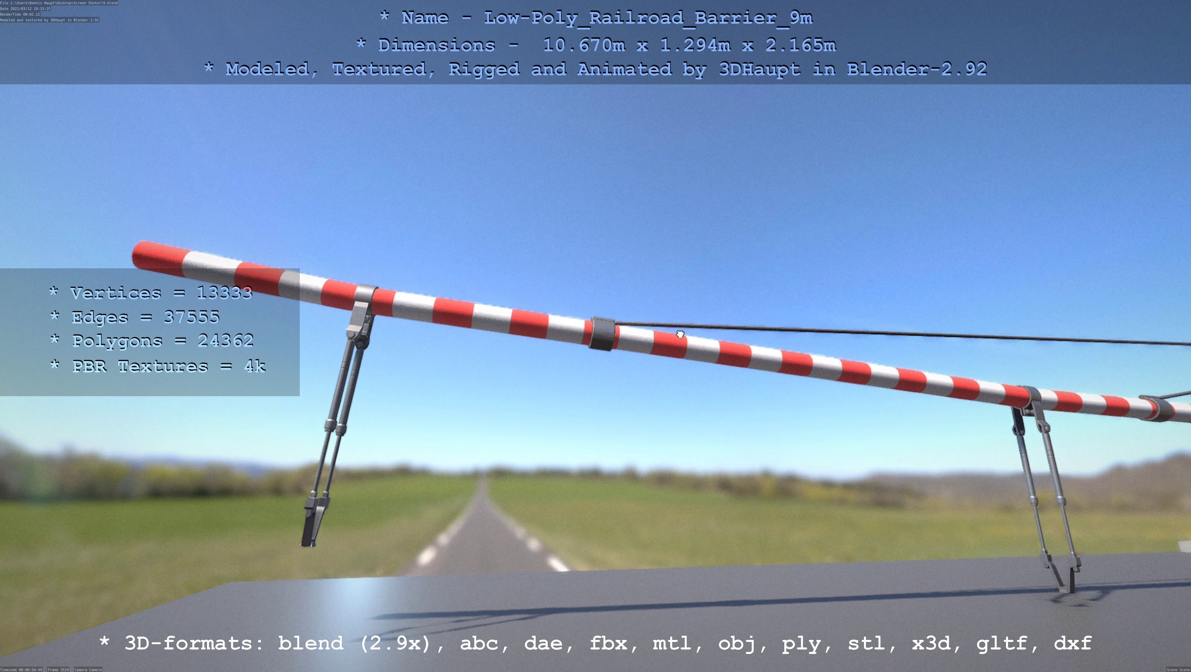 Low-Poly Railroad Barrier 9m Low-poly 3D model_78