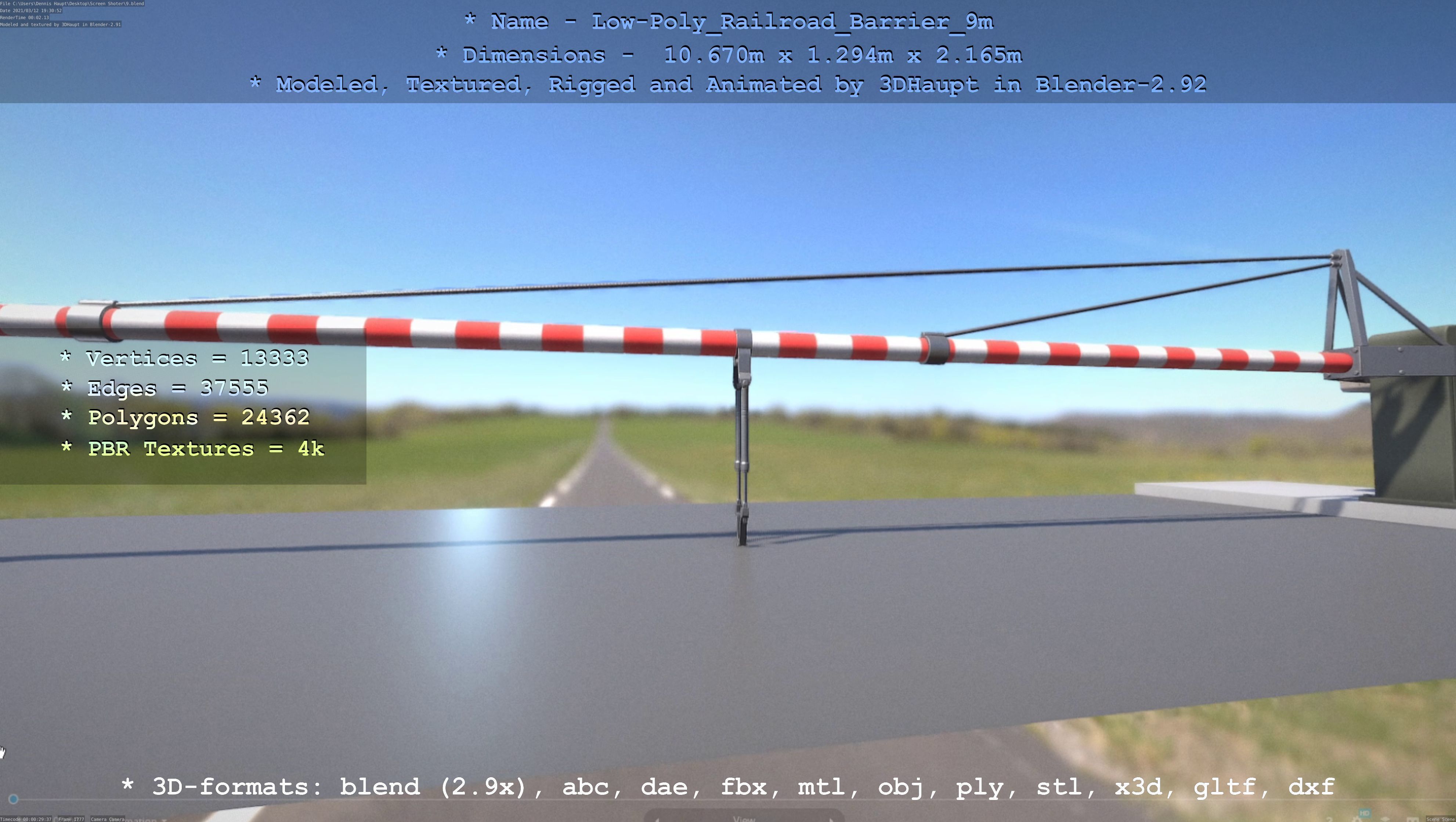 Low-Poly Railroad Barrier 9m Low-poly 3D model_25
