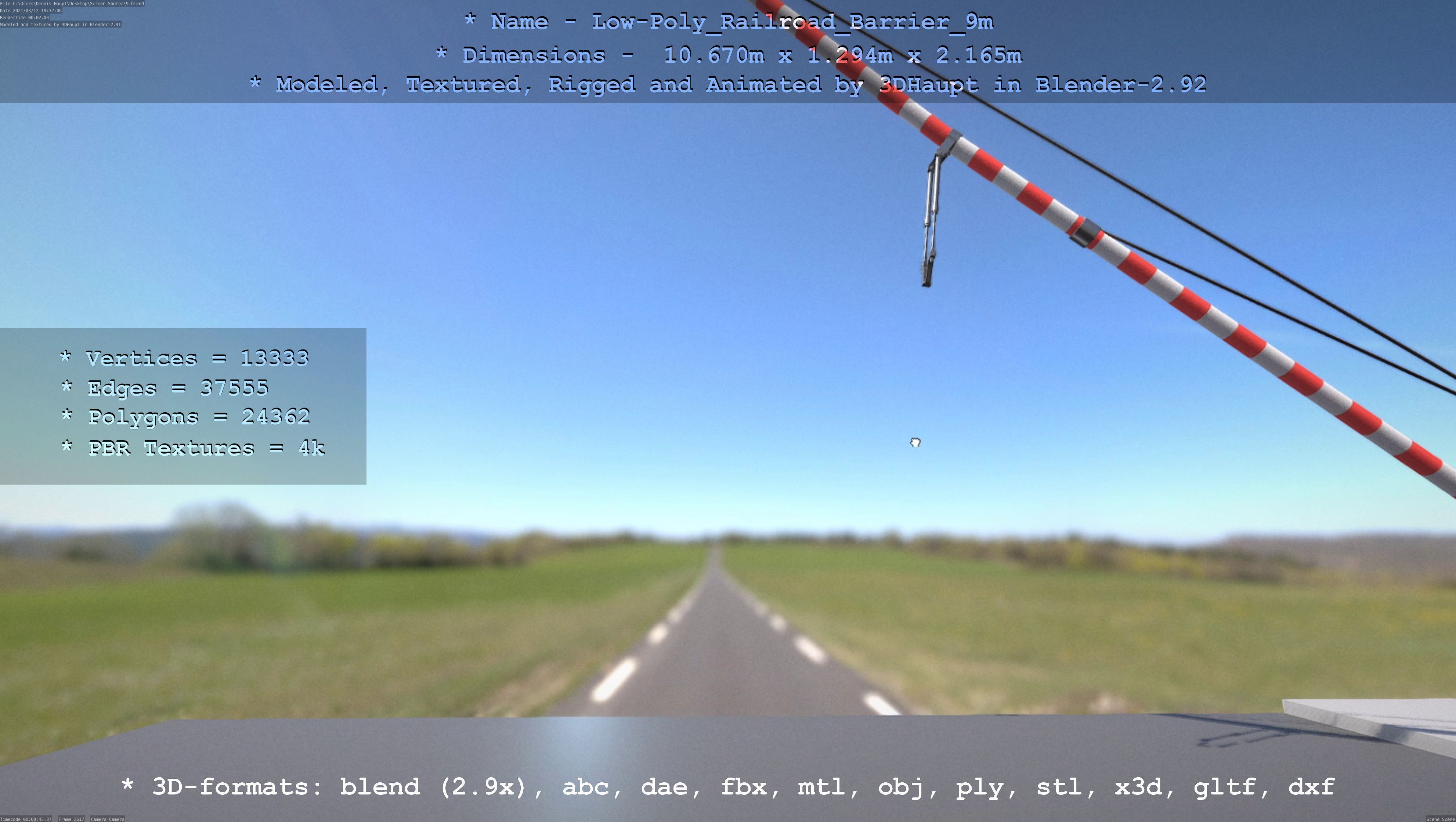 Low-Poly Railroad Barrier 9m Low-poly 3D model_49