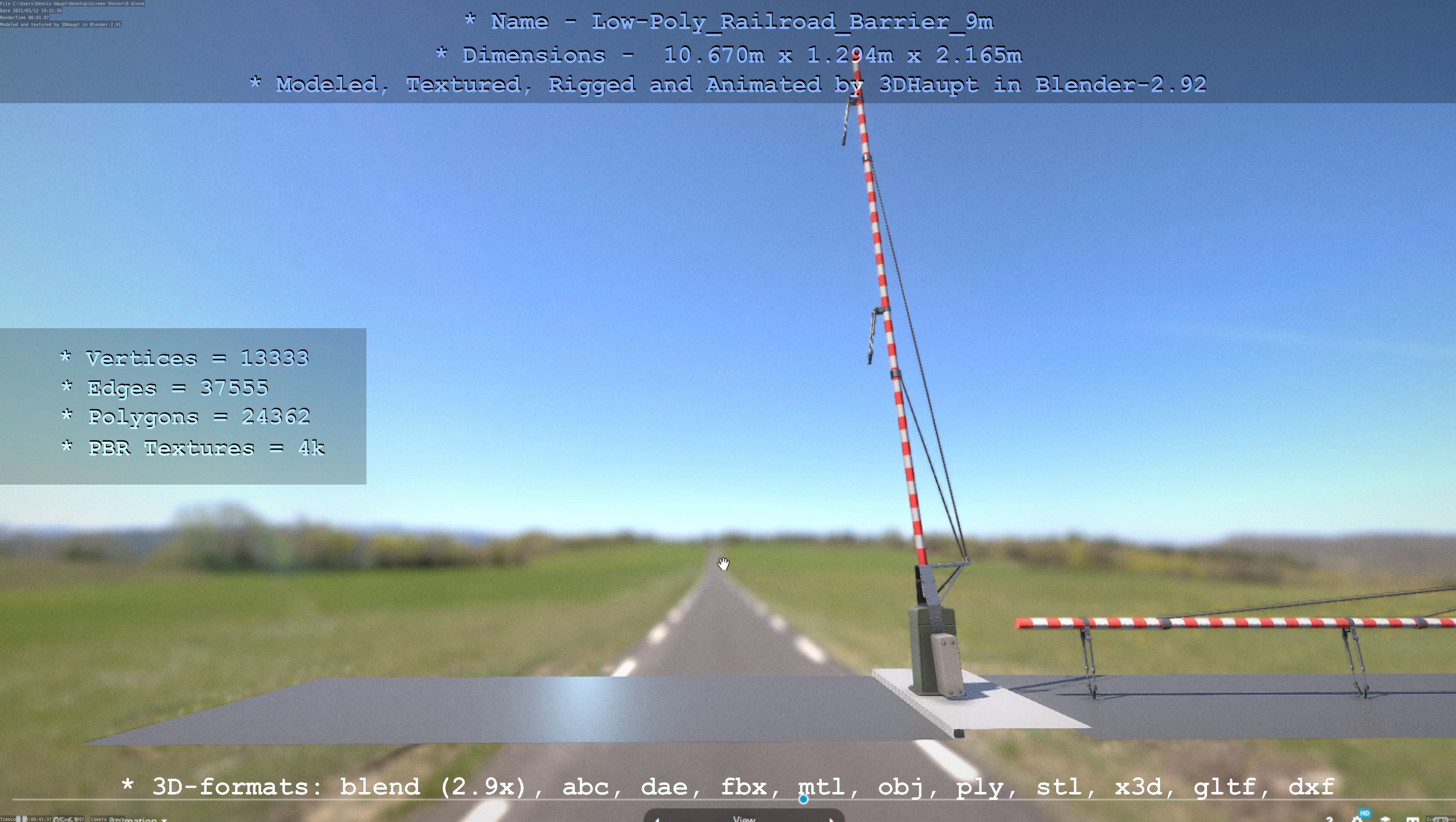 Low-Poly Railroad Barrier 9m Low-poly 3D model_50