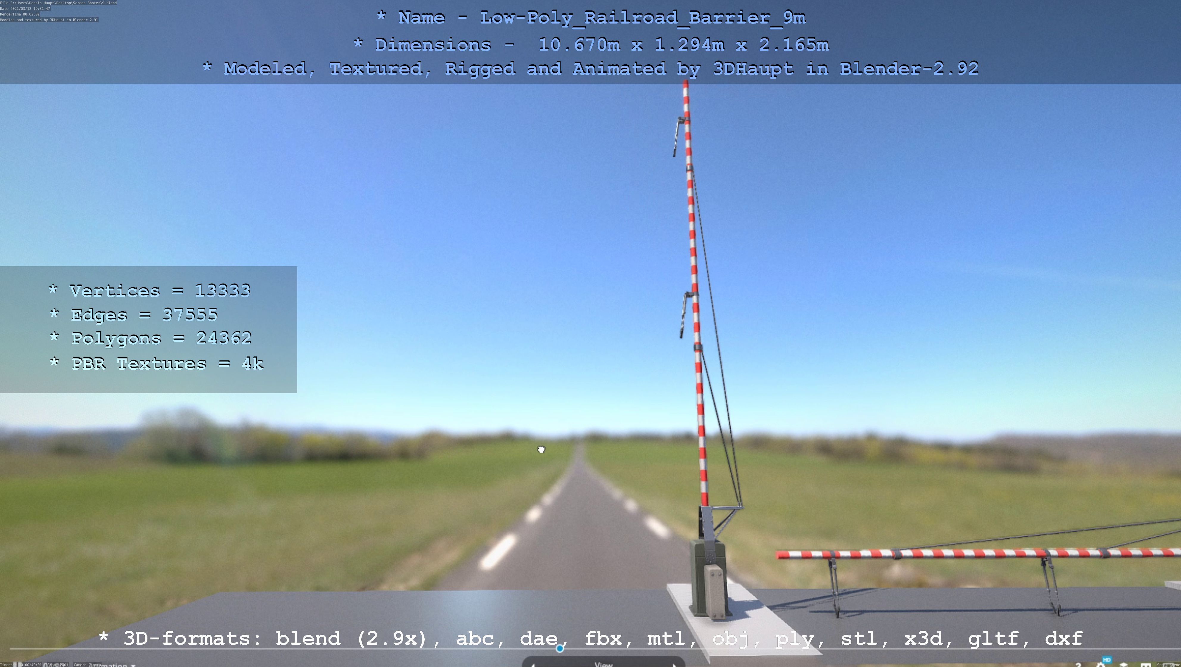 Low-Poly Railroad Barrier 9m Low-poly 3D model_56