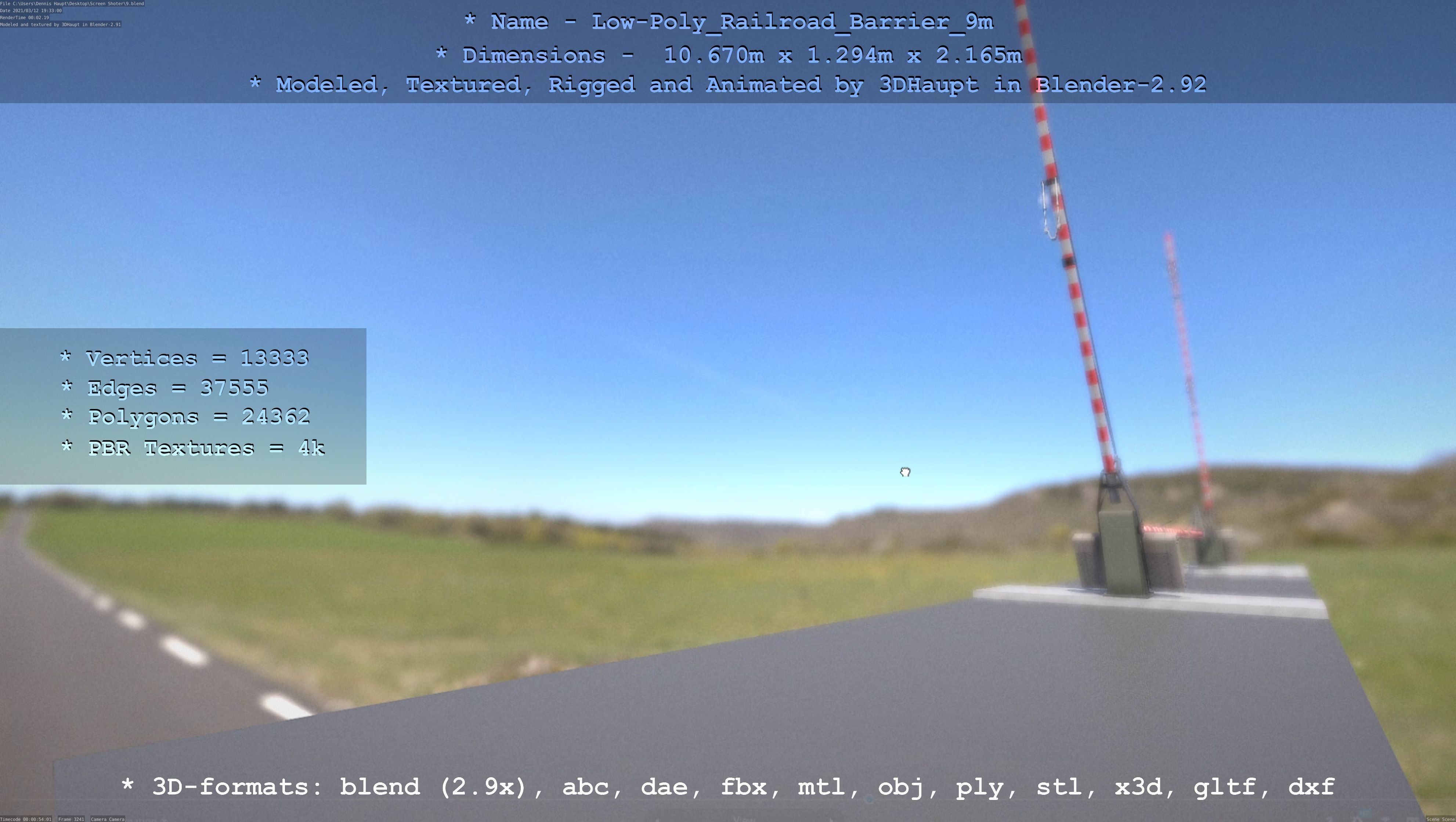 Low-Poly Railroad Barrier 9m Low-poly 3D model_69