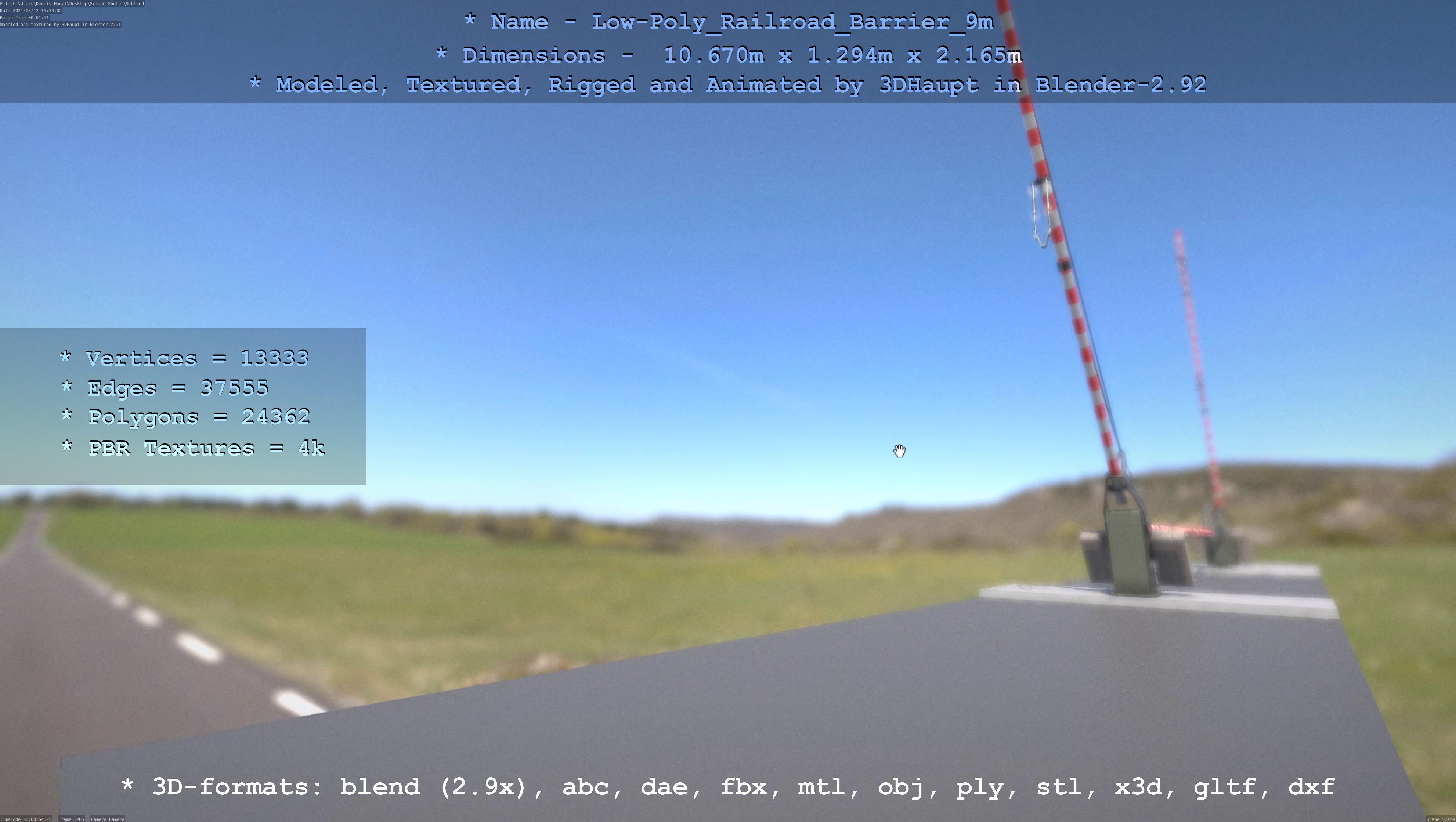 Low-Poly Railroad Barrier 9m Low-poly 3D model_74