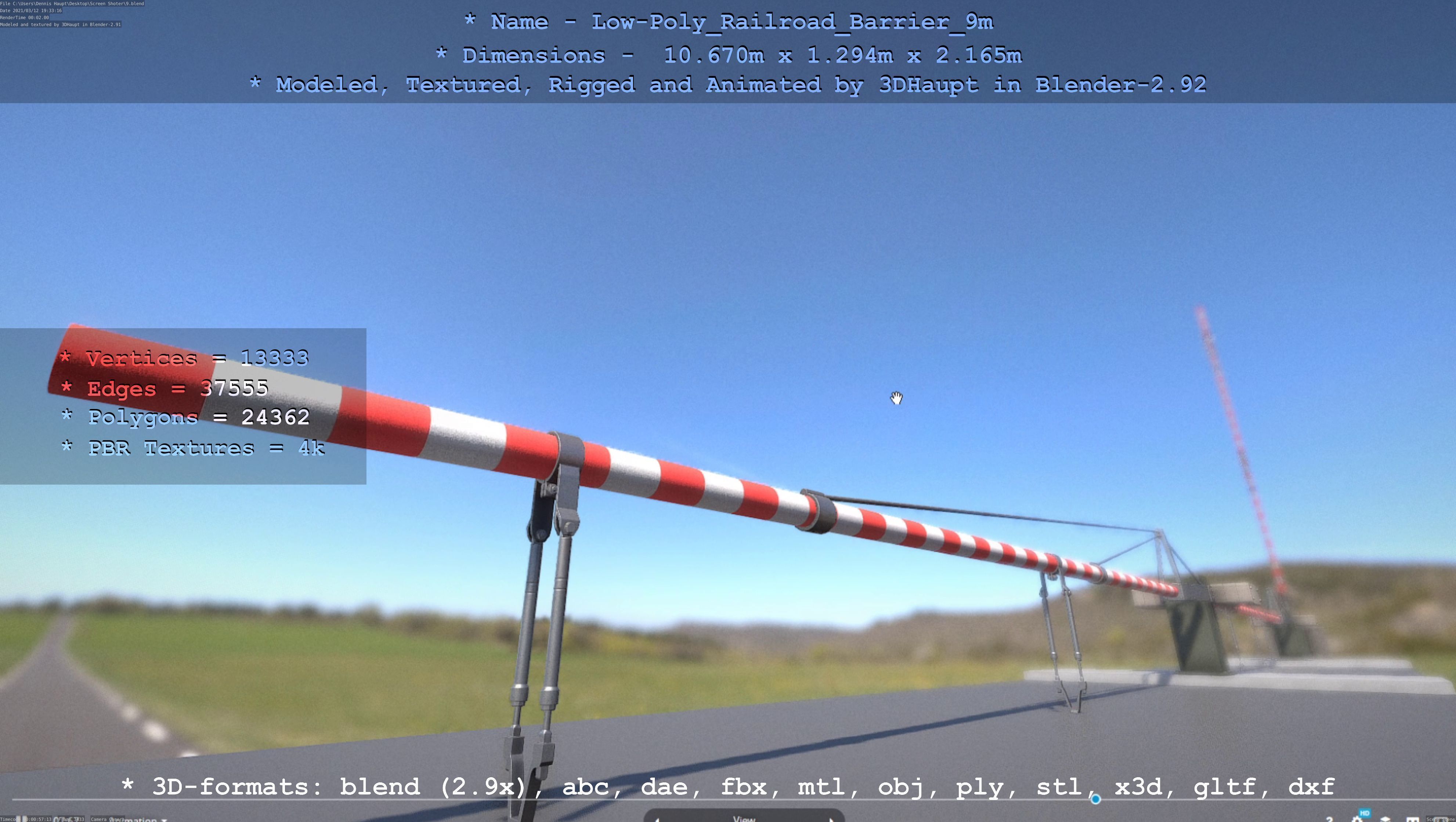 Low-Poly Railroad Barrier 9m Low-poly 3D model_75