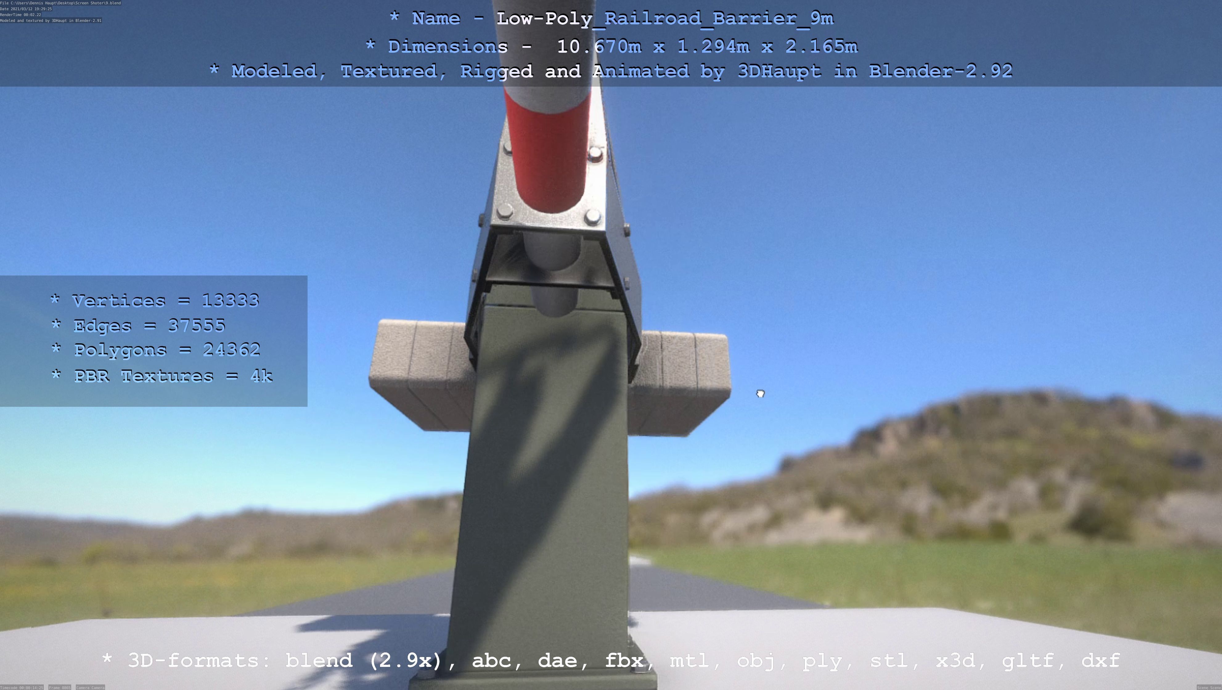 Low-Poly Railroad Barrier 9m Low-poly 3D model_117