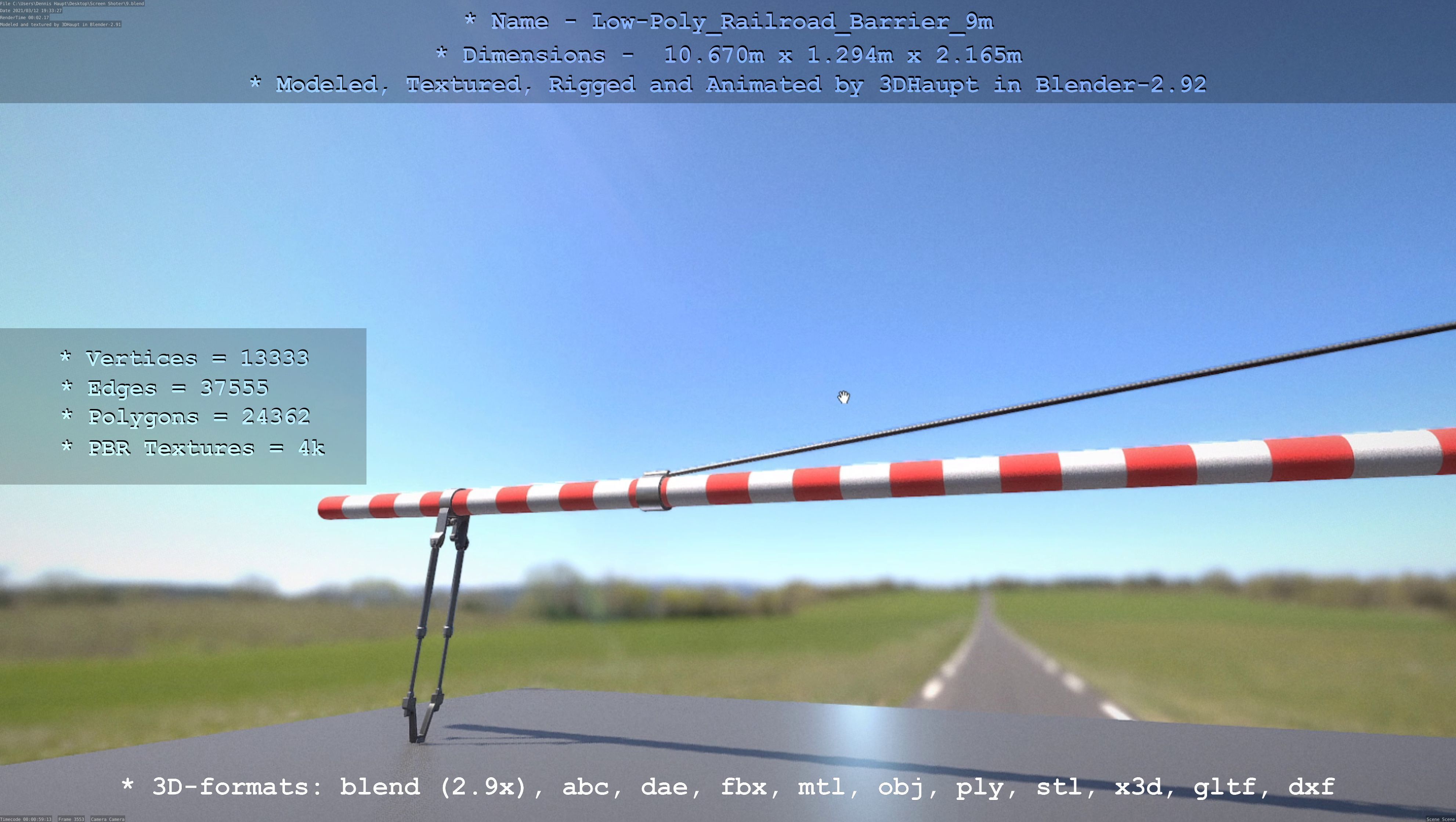 Low-Poly Railroad Barrier 9m Low-poly 3D model_77