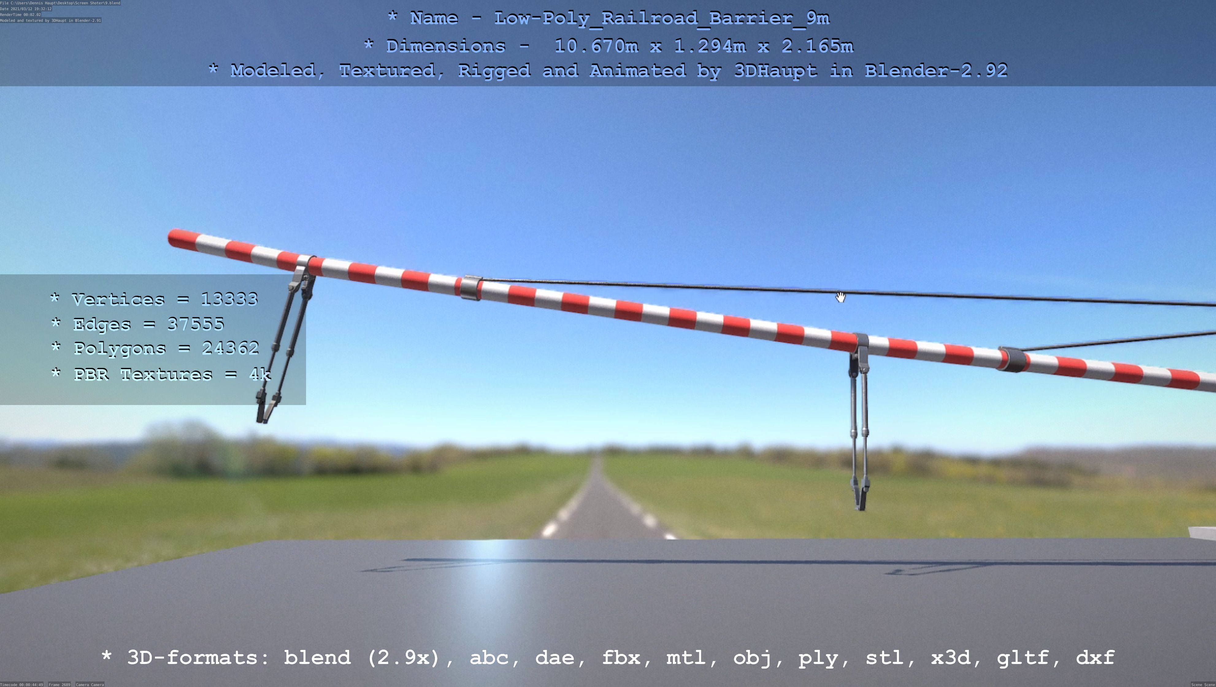 Low-Poly Railroad Barrier 9m Low-poly 3D model_52