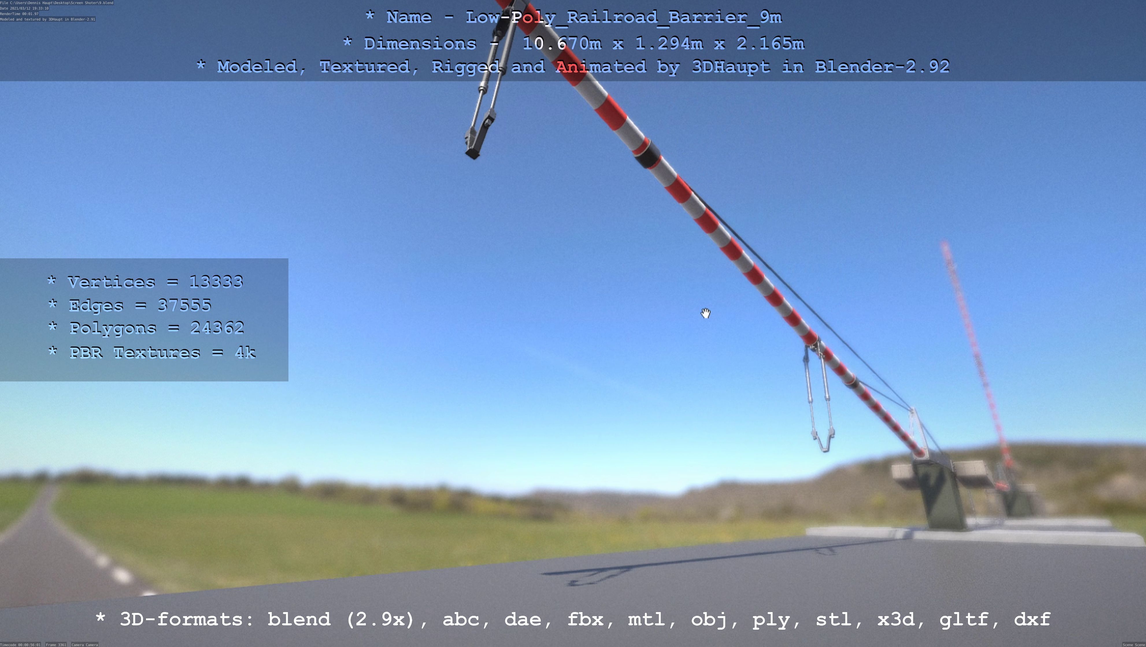 Low-Poly Railroad Barrier 9m Low-poly 3D model_80