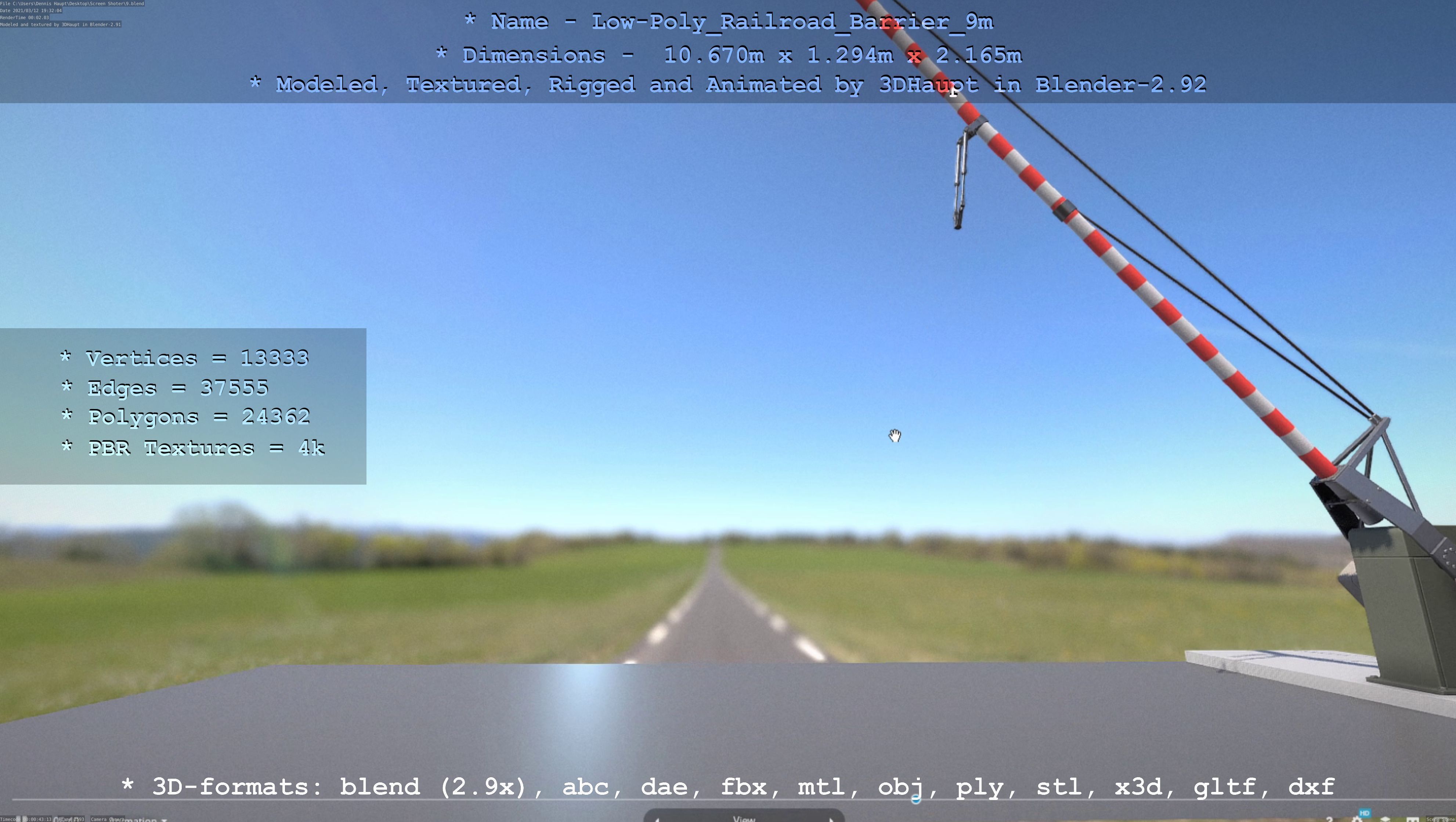 Low-Poly Railroad Barrier 9m Low-poly 3D model_51