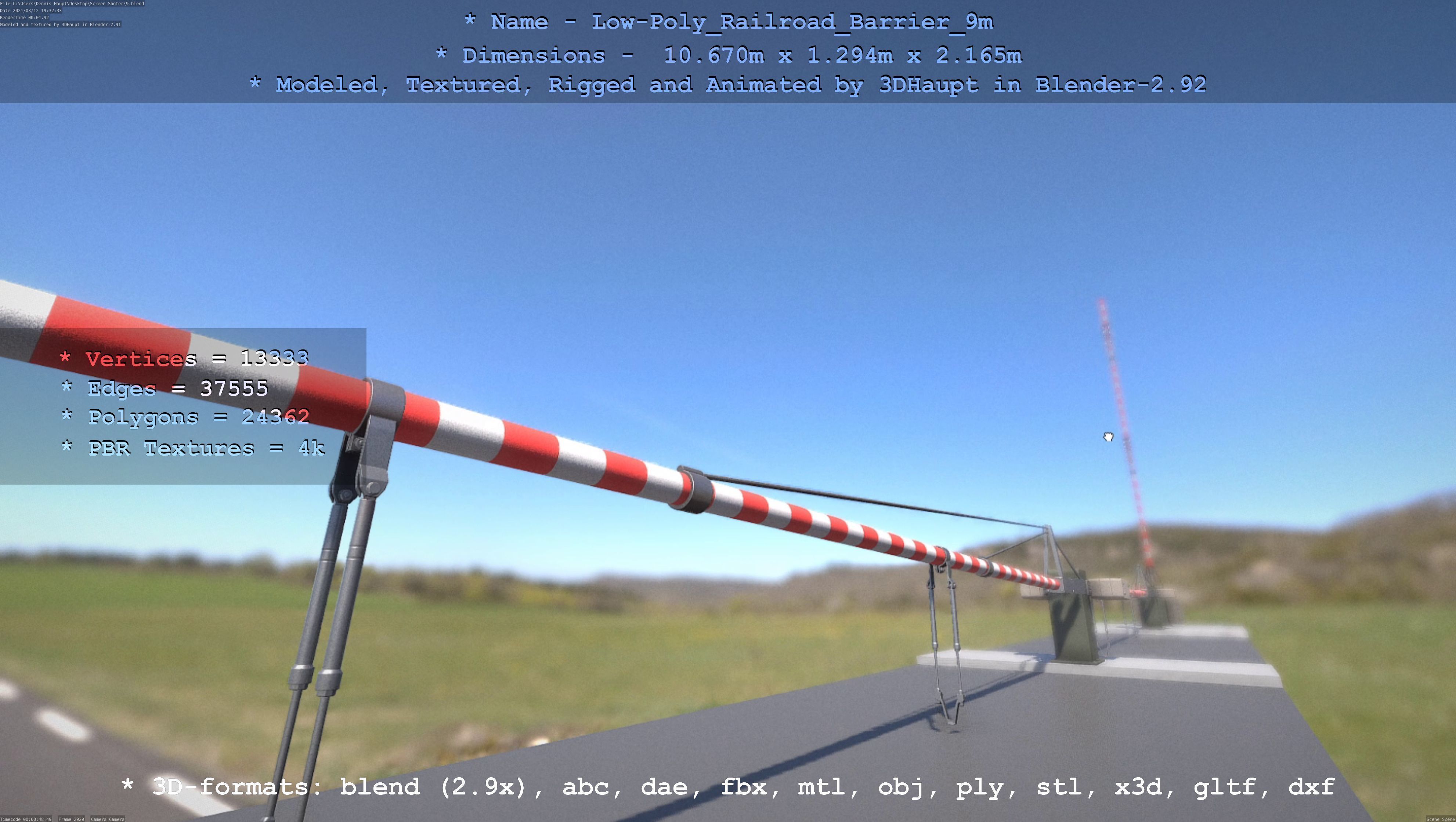 Low-Poly Railroad Barrier 9m Low-poly 3D model_63