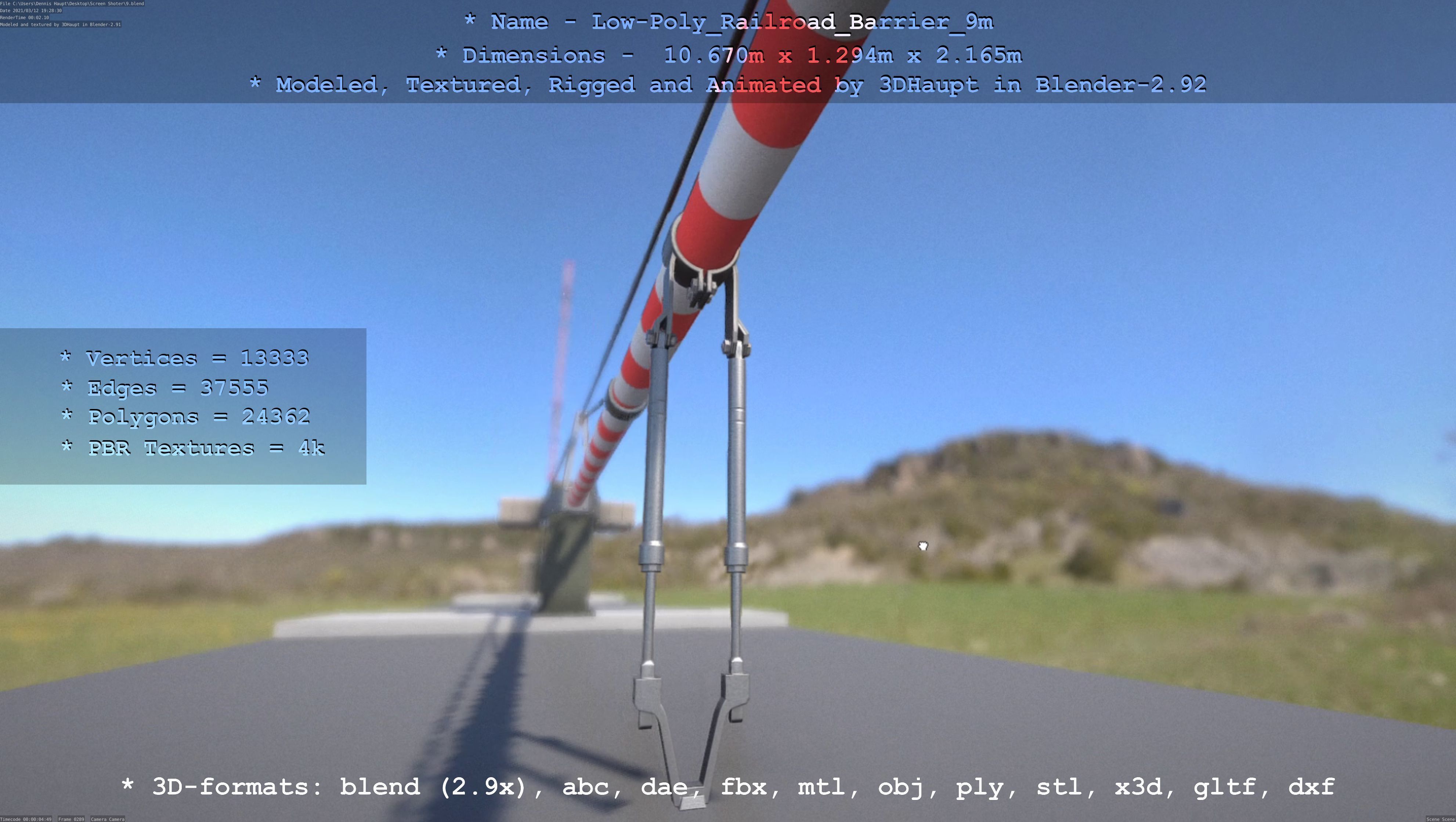 Low-Poly Railroad Barrier 9m Low-poly 3D model_120