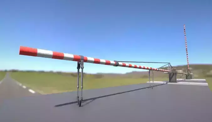 Low-Poly Railroad Barrier 9m Low-poly 3D model