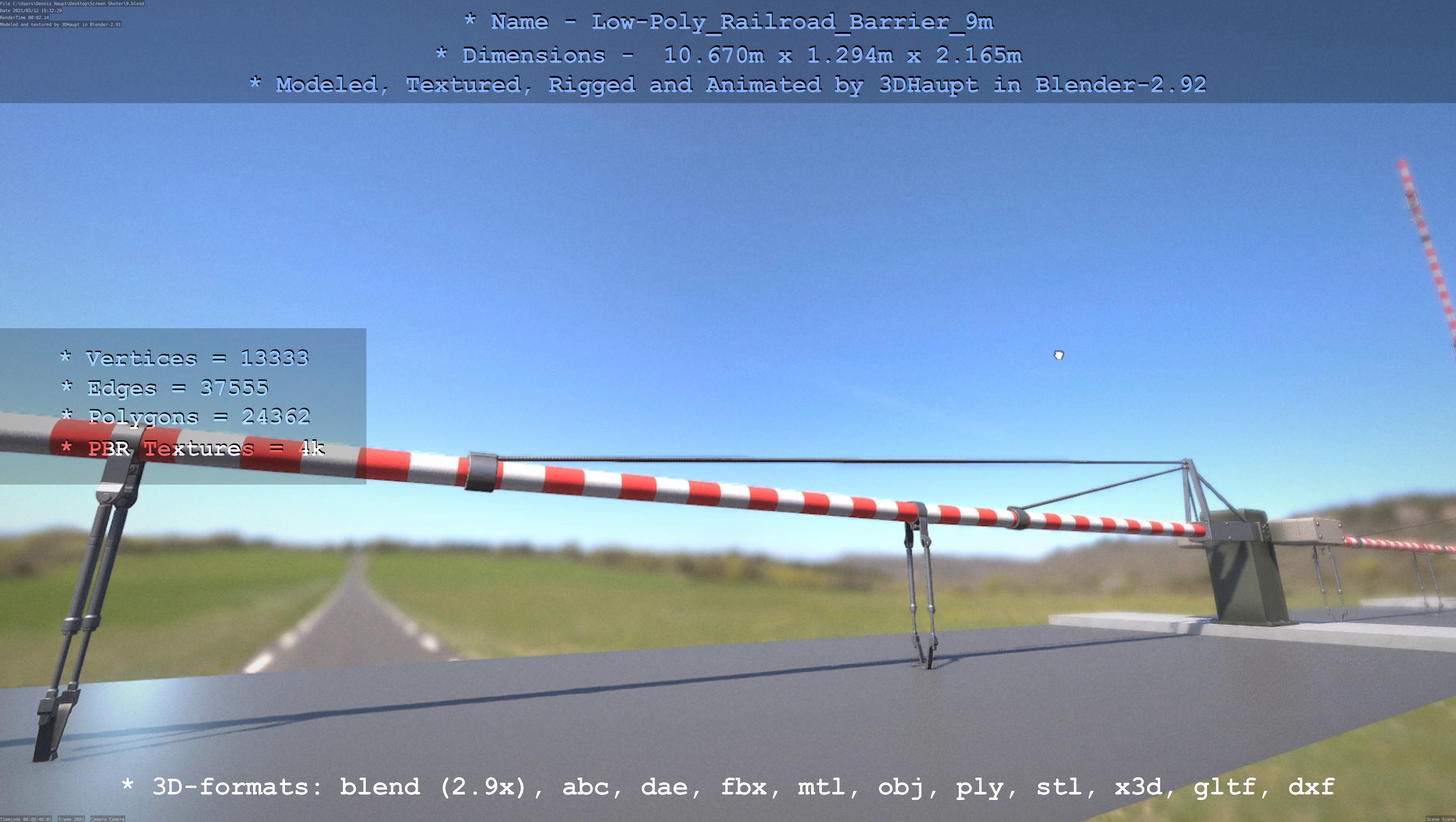 Low-Poly Railroad Barrier 9m Low-poly 3D model_59