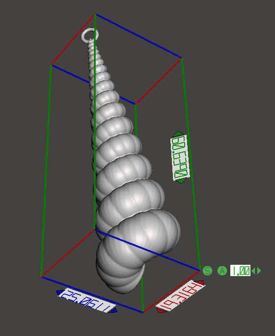 Cochlea - Snail Mollusc Charm 3D Model - 3D Printing Charm  3D print model_5