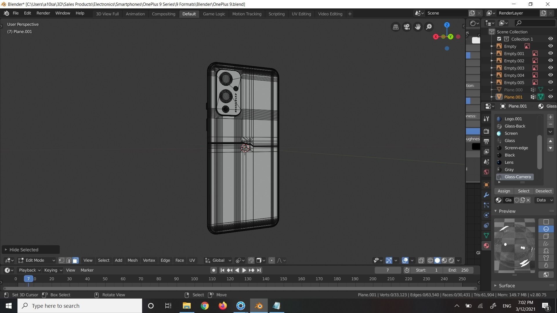 OnePlus 9 in All Official Colors Low-poly 3D model_8