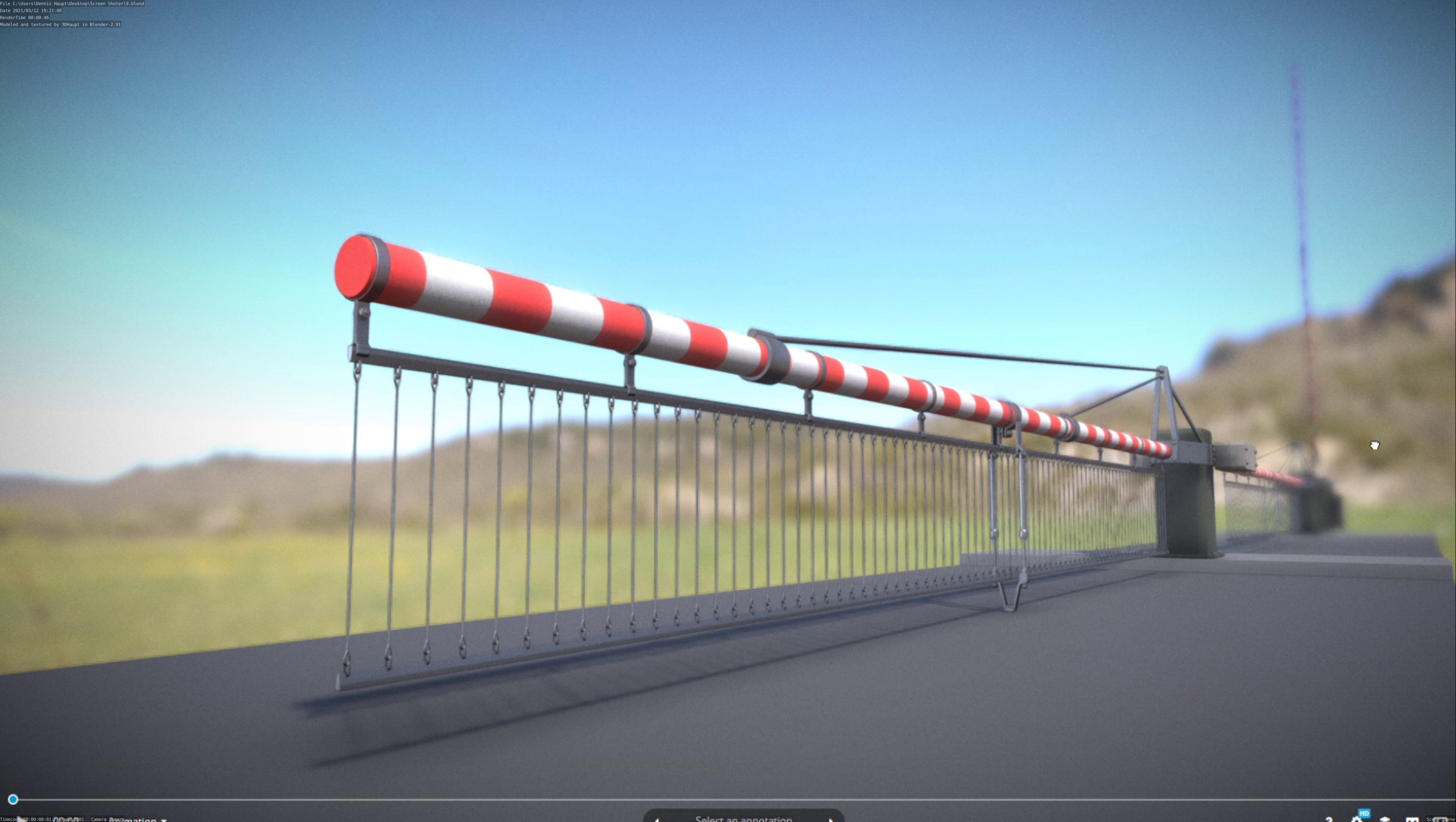 Low-Poly Railroad Barrier 8m Protective Grid Low-poly 3D model_57