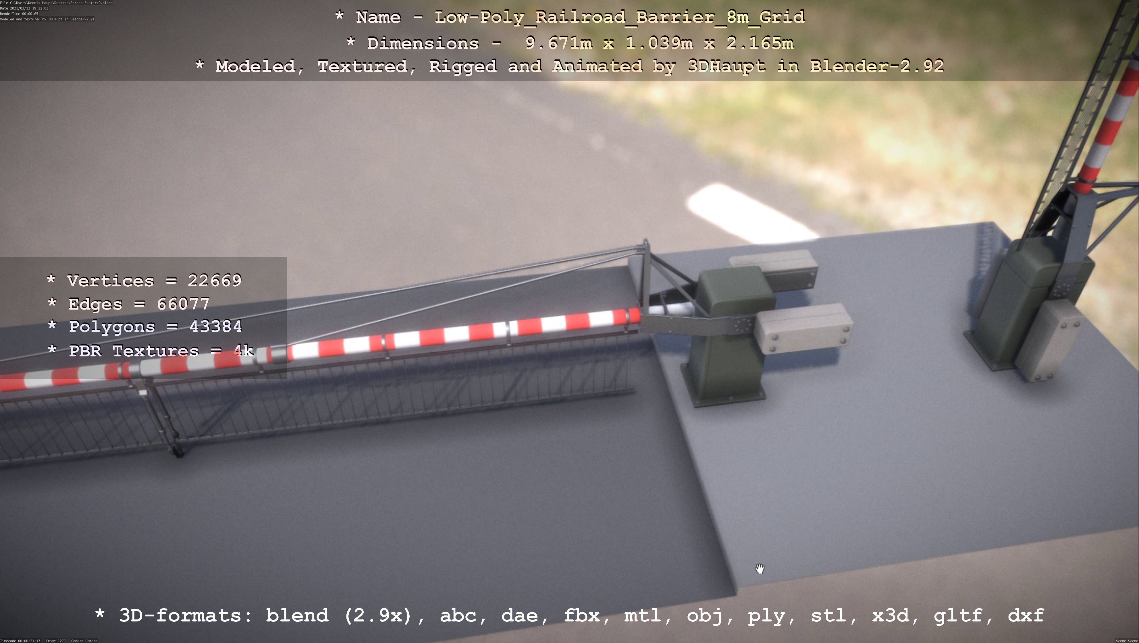 Low-Poly Railroad Barrier 8m Protective Grid Low-poly 3D model_88