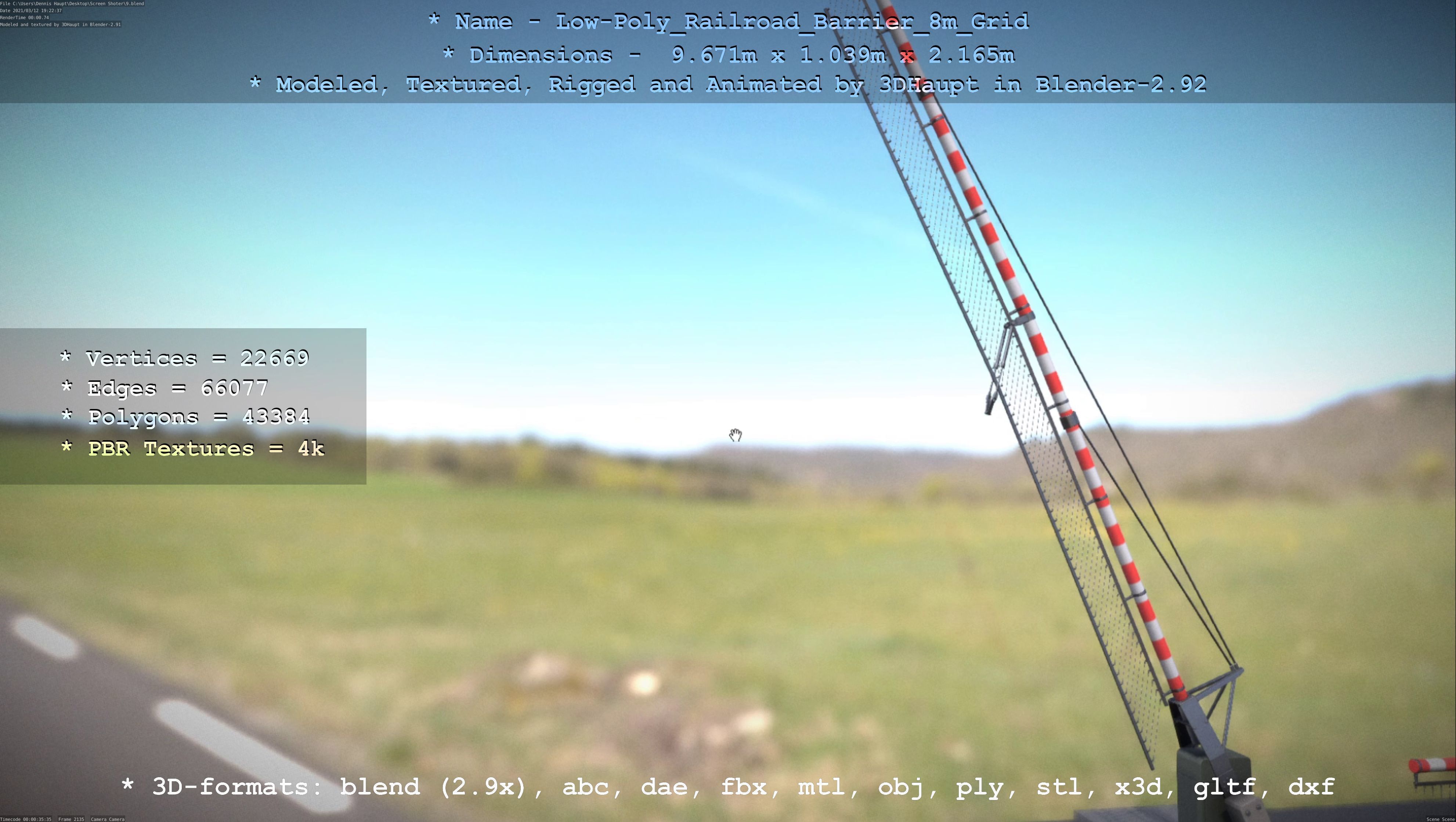 Low-Poly Railroad Barrier 8m Protective Grid Low-poly 3D model_113