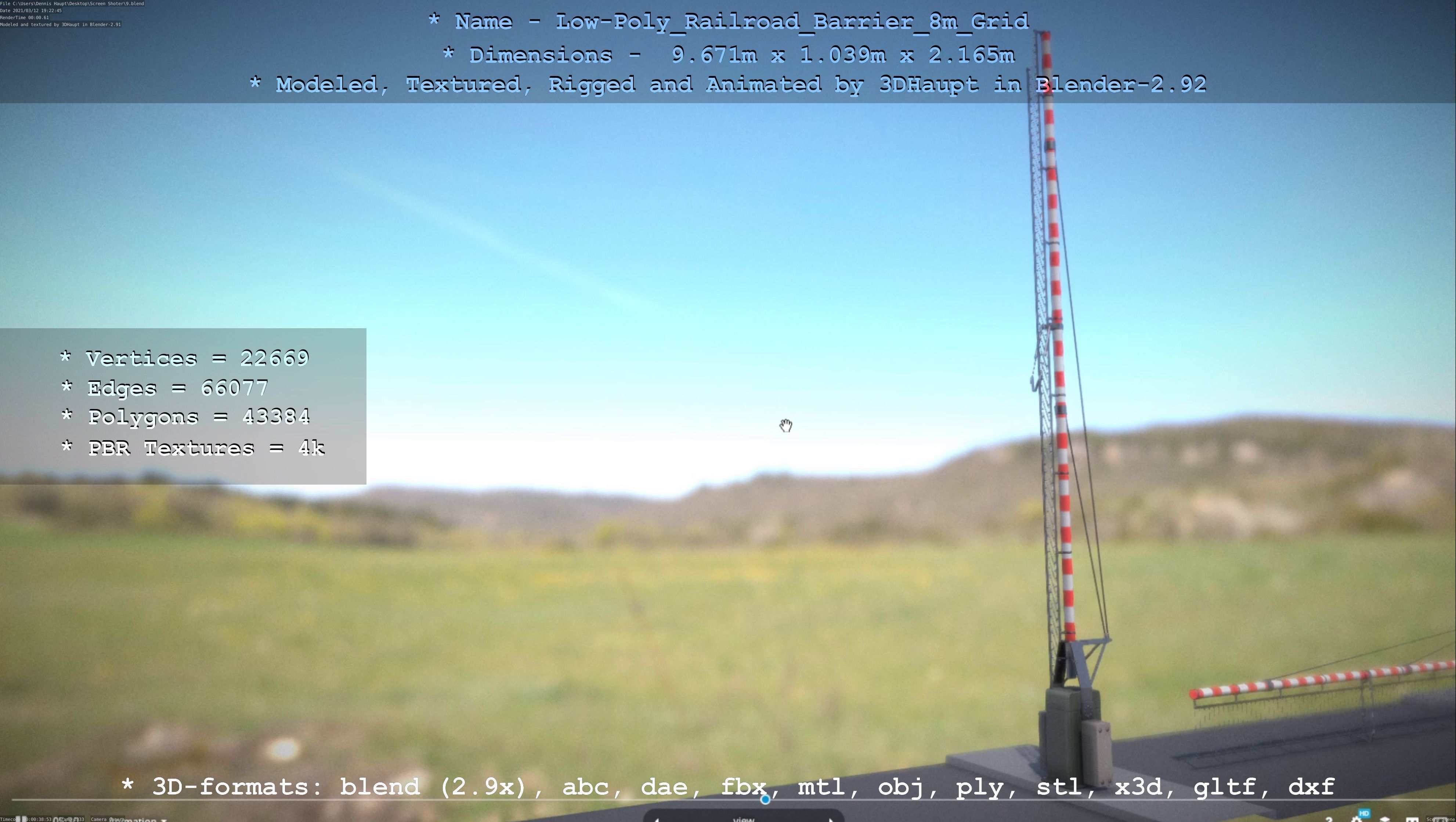 Low-Poly Railroad Barrier 8m Protective Grid Low-poly 3D model_42