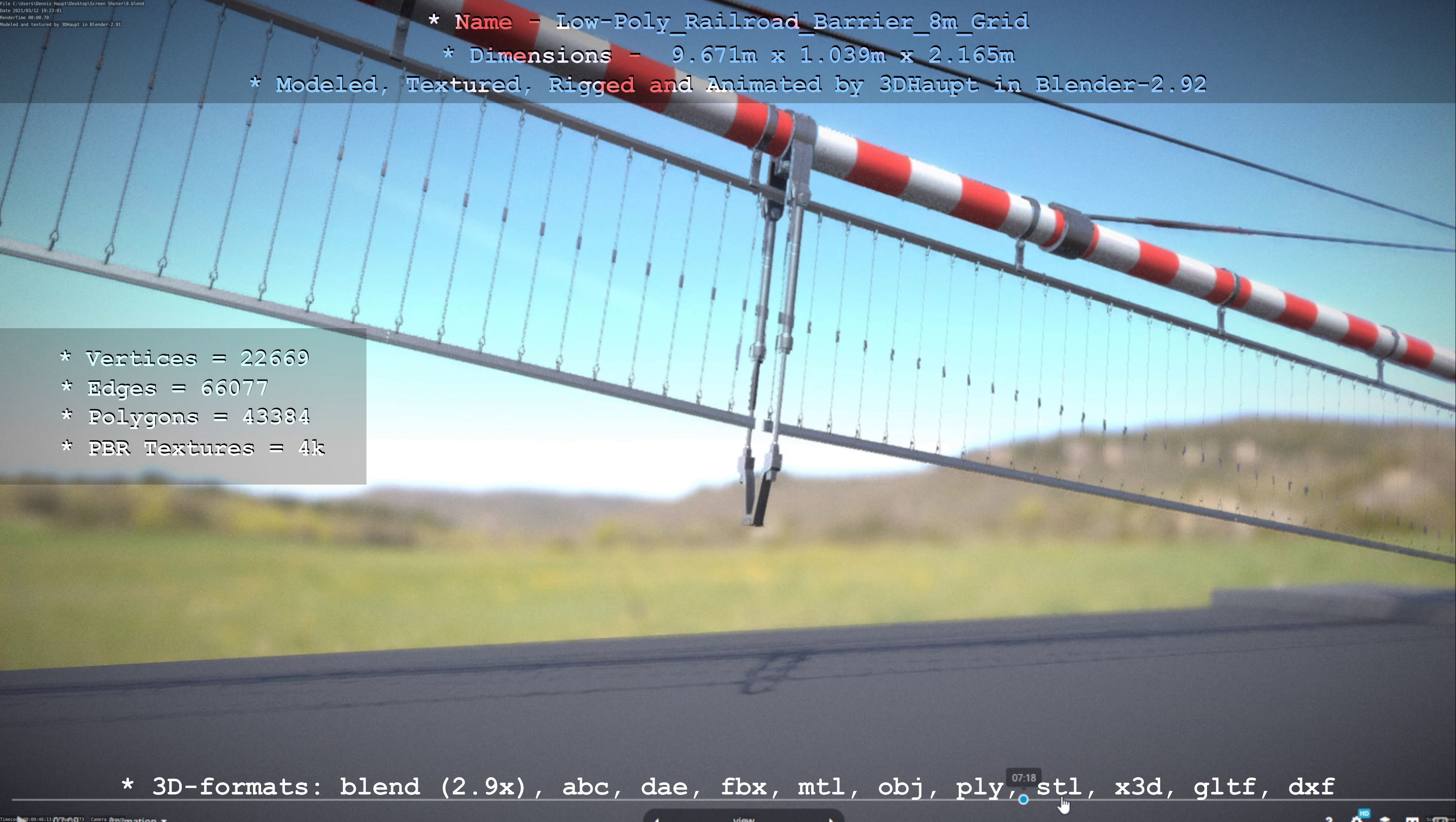 Low-Poly Railroad Barrier 8m Protective Grid Low-poly 3D model_37