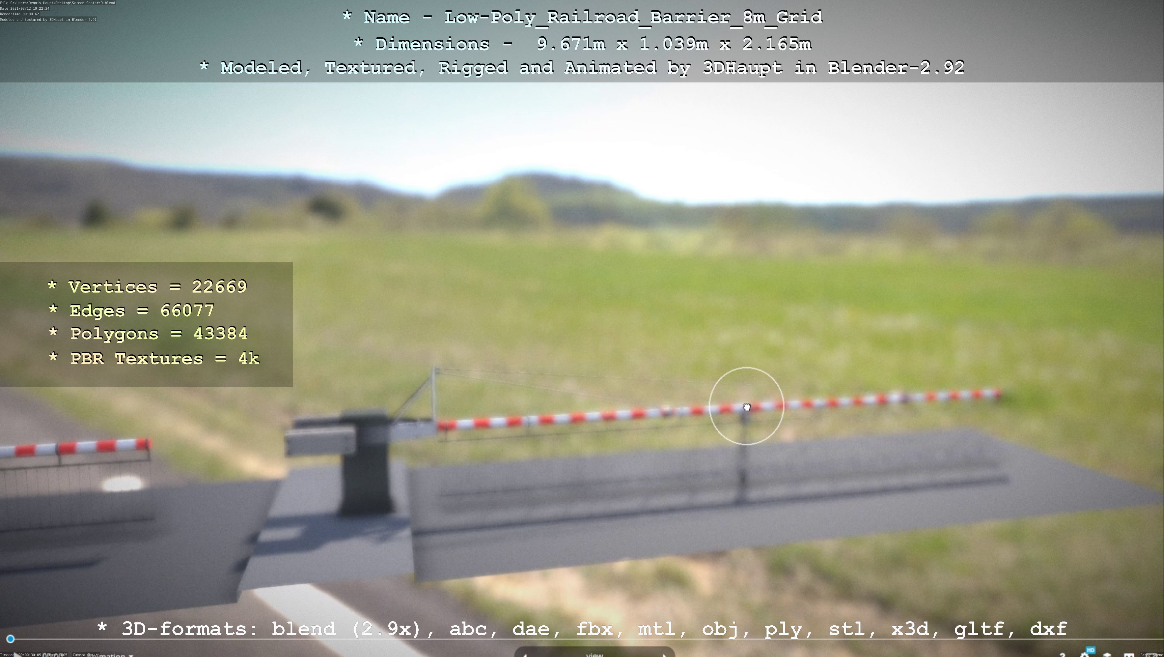 Low-Poly Railroad Barrier 8m Protective Grid Low-poly 3D model_102