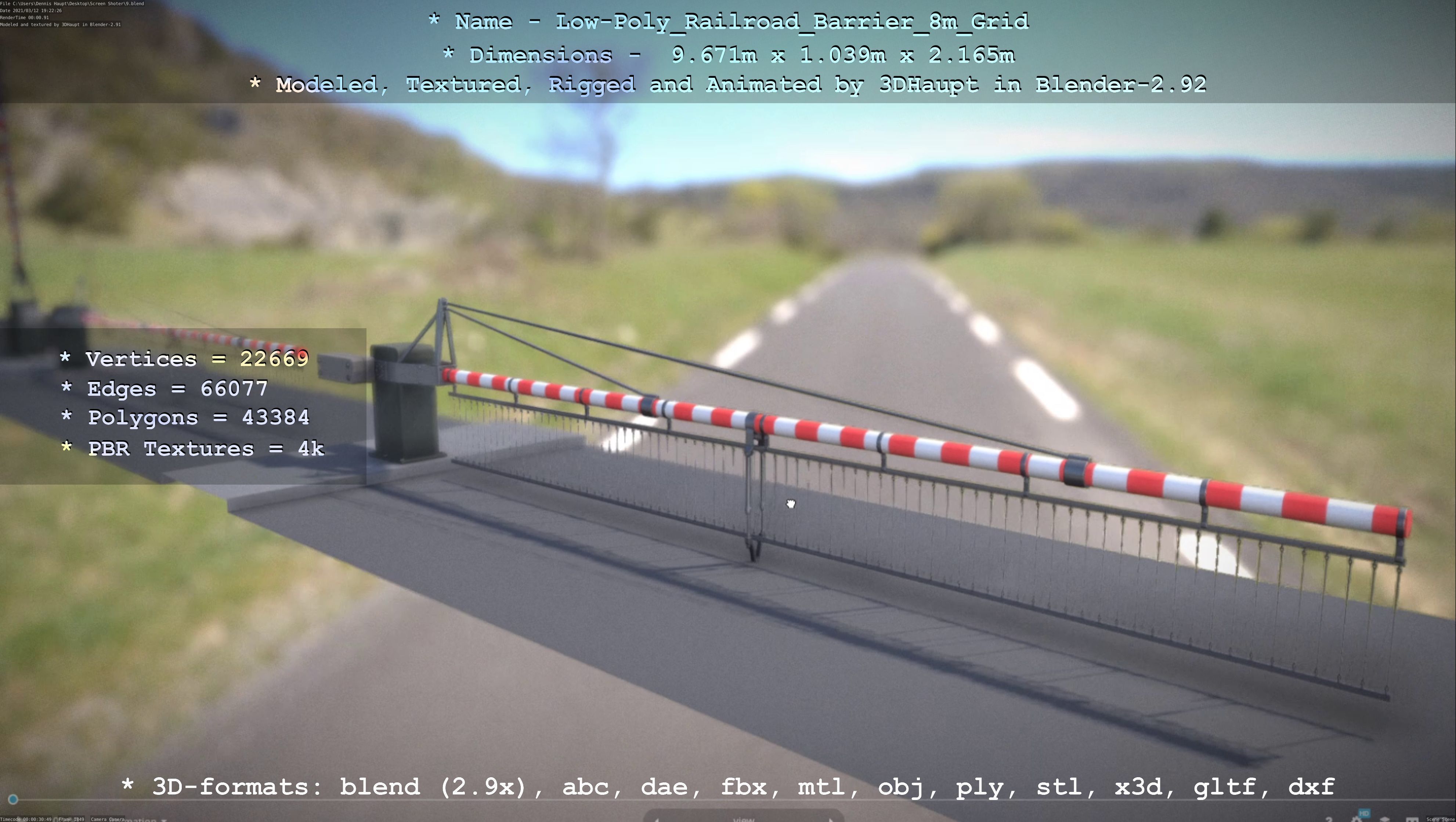 Low-Poly Railroad Barrier 8m Protective Grid Low-poly 3D model_104
