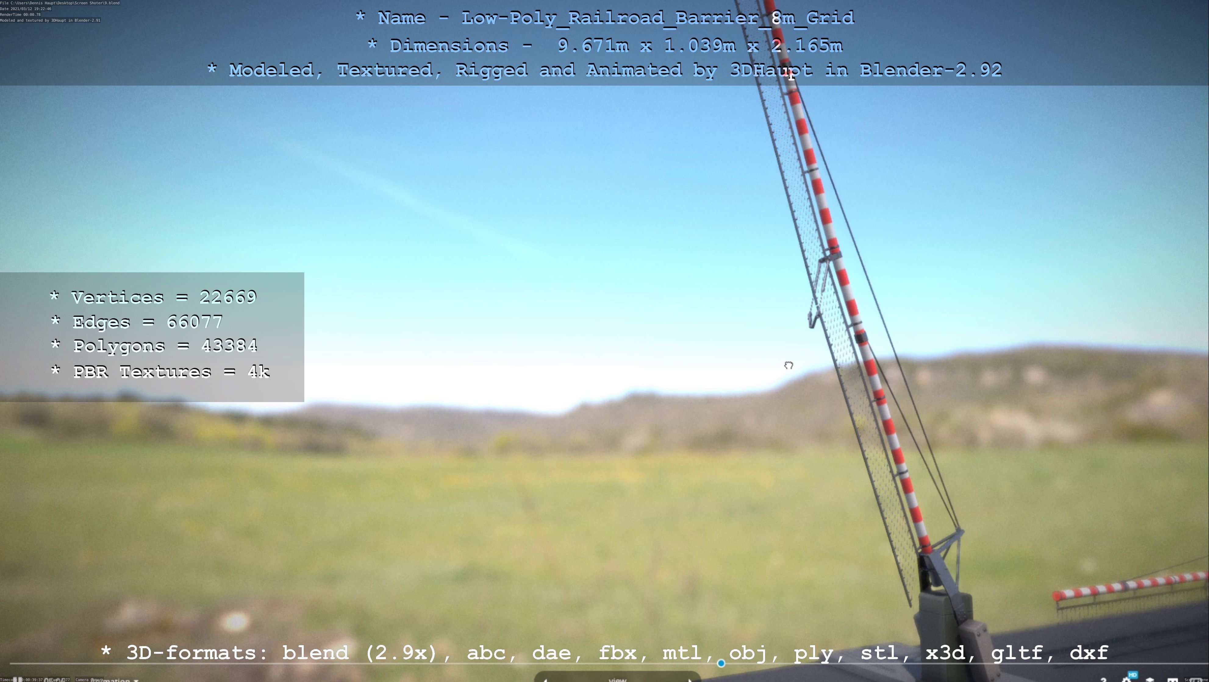 Low-Poly Railroad Barrier 8m Protective Grid Low-poly 3D model_64