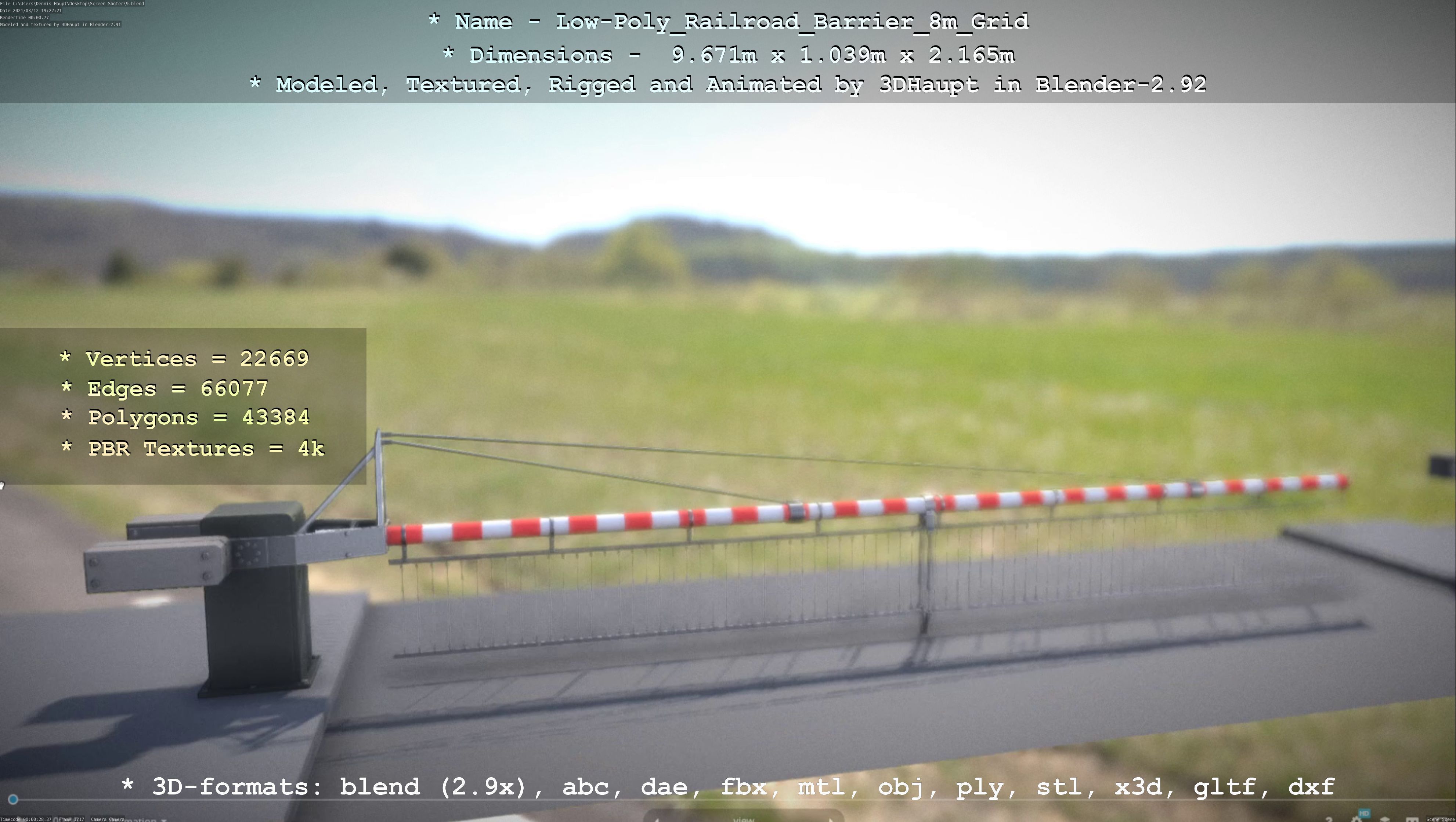 Low-Poly Railroad Barrier 8m Protective Grid Low-poly 3D model_100