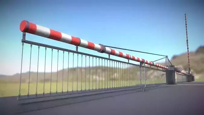 Low-Poly Railroad Barrier 8m Protective Grid Low-poly 3D model