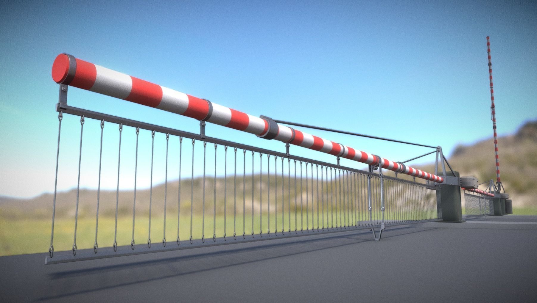 3D model LowPoly Railroad Barrier 8m Protective Grid VR / AR / low