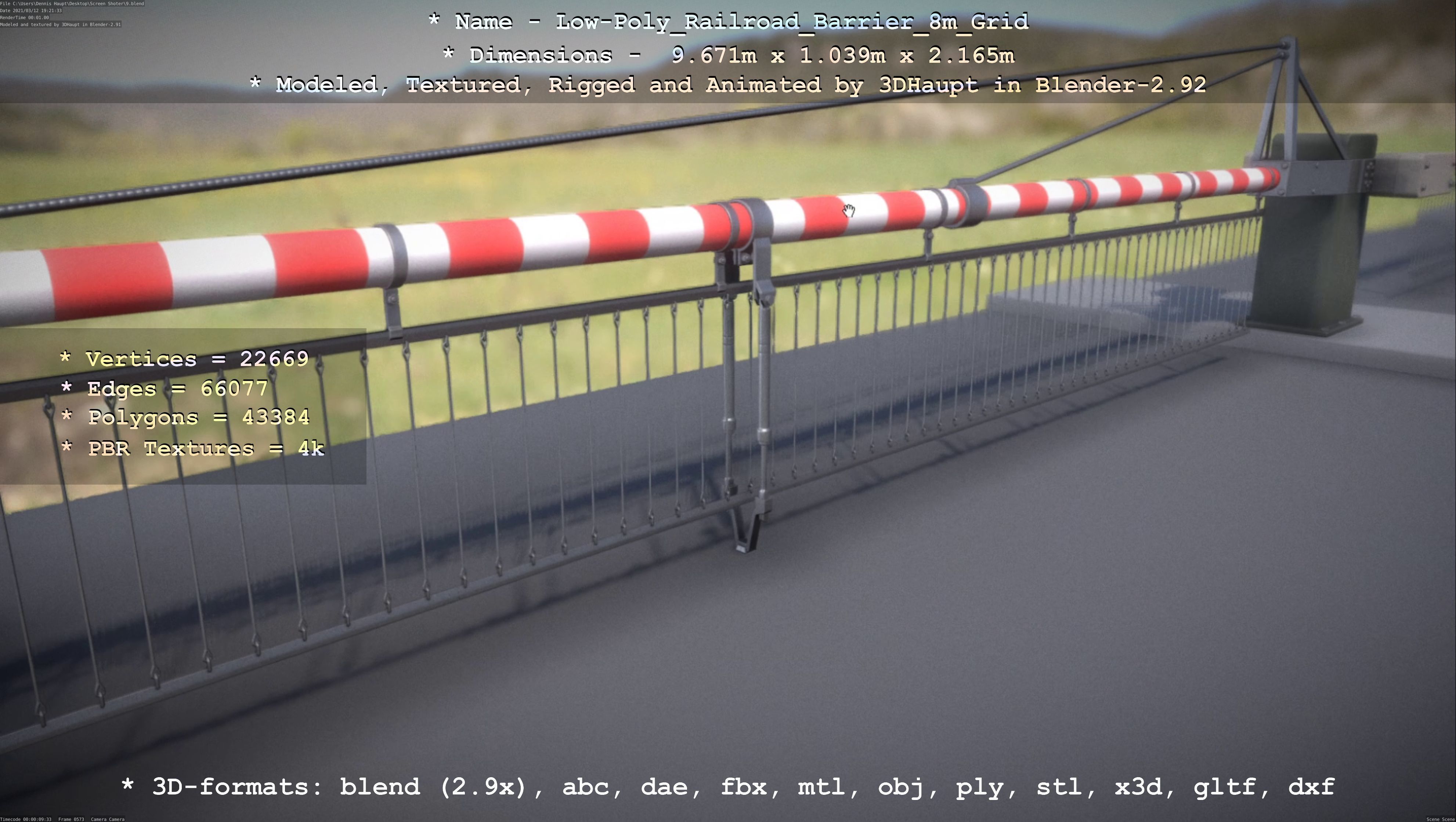 Low-Poly Railroad Barrier 8m Protective Grid Low-poly 3D model_70