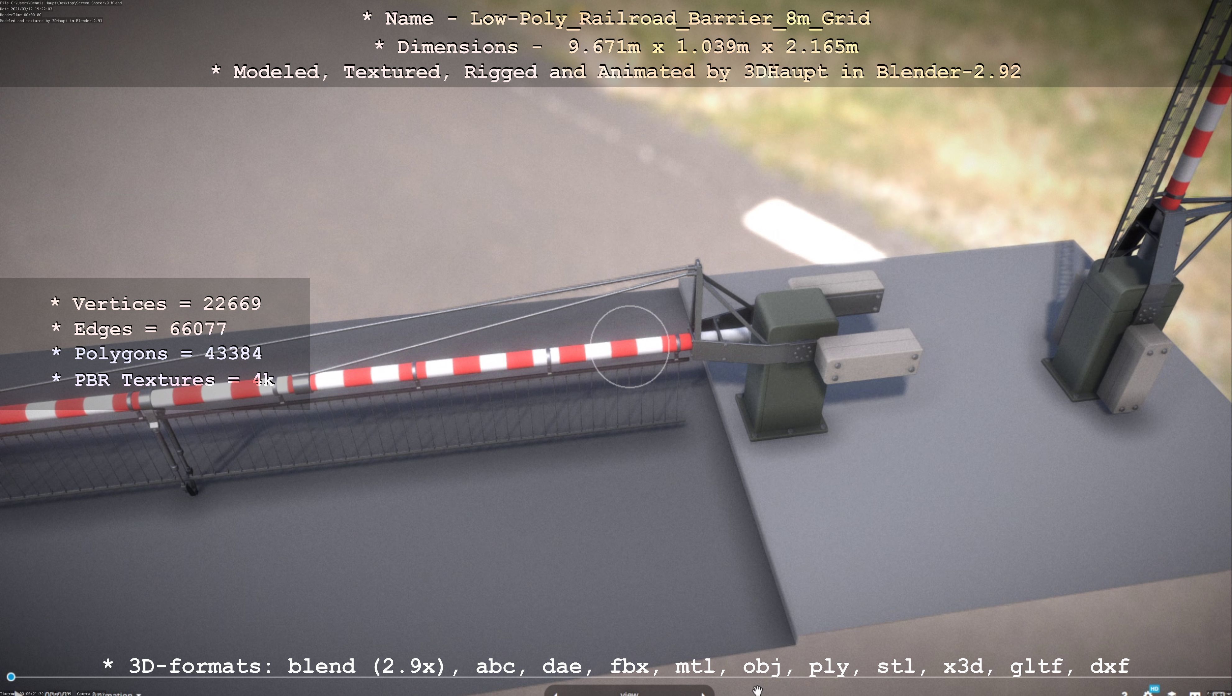 Low-Poly Railroad Barrier 8m Protective Grid Low-poly 3D model_8