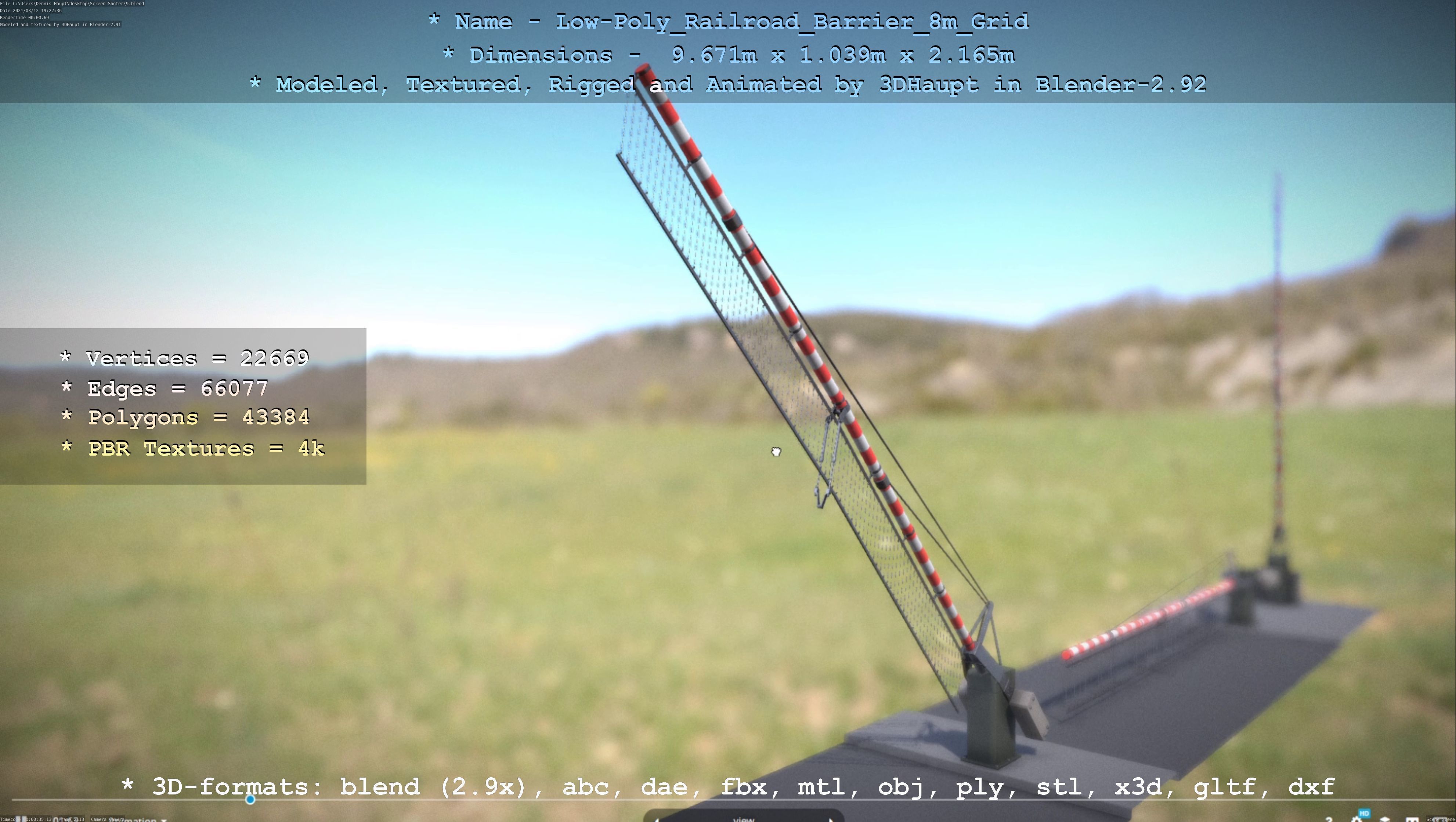 Low-Poly Railroad Barrier 8m Protective Grid Low-poly 3D model_112