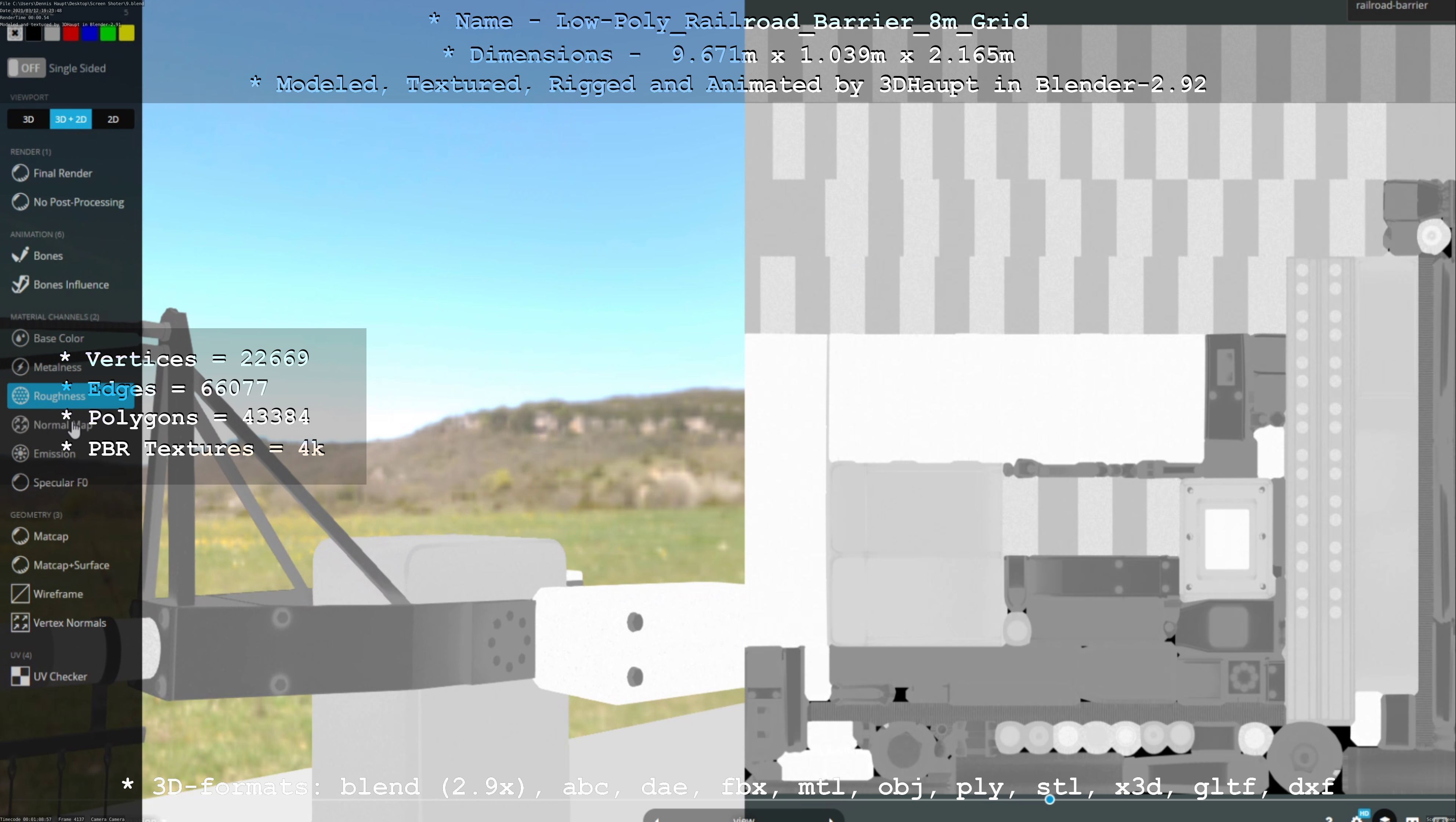 Low-Poly Railroad Barrier 8m Protective Grid Low-poly 3D model_19